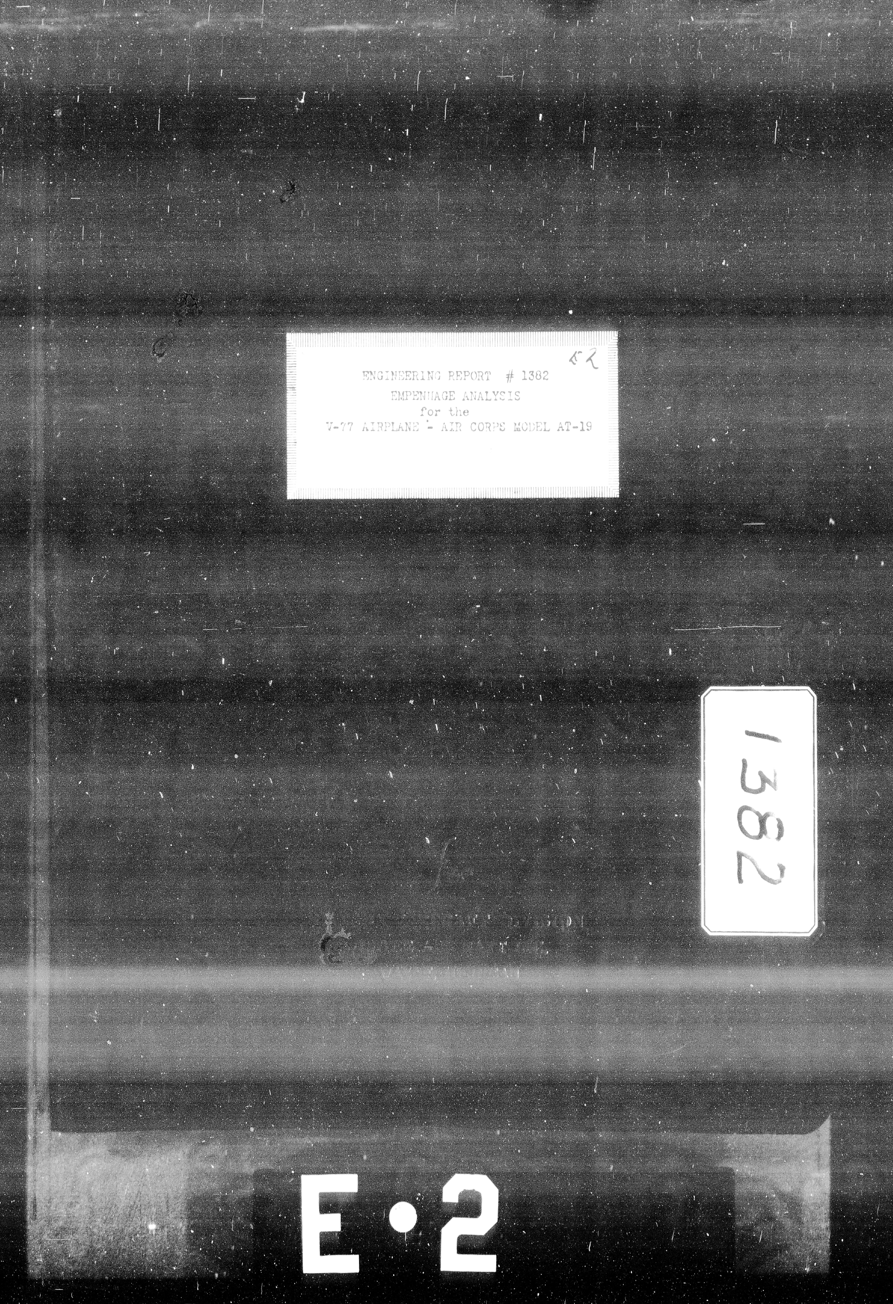 Sample page 1 from AirCorps Library document: Empennage Analysis for the V-77 Airplane, Model AT-19