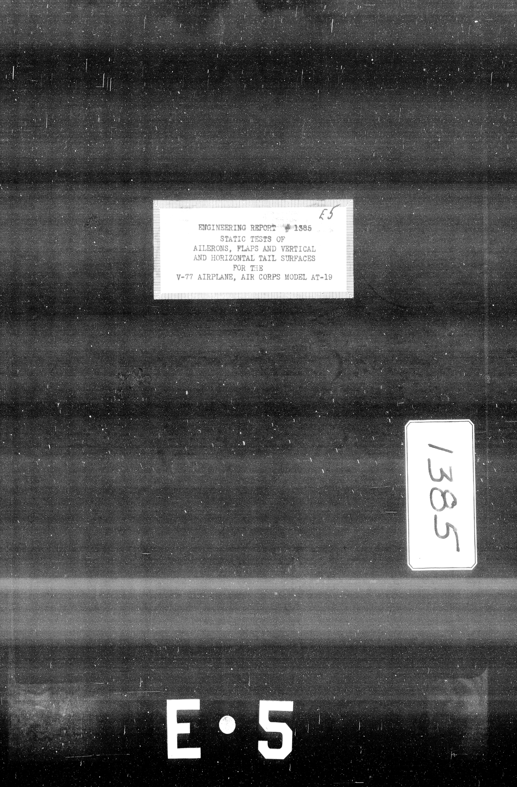 Sample page 1 from AirCorps Library document: Static Tests of Ailerons, Flaps, and Vertical and Horizontal Tail Surfaces for the V-77