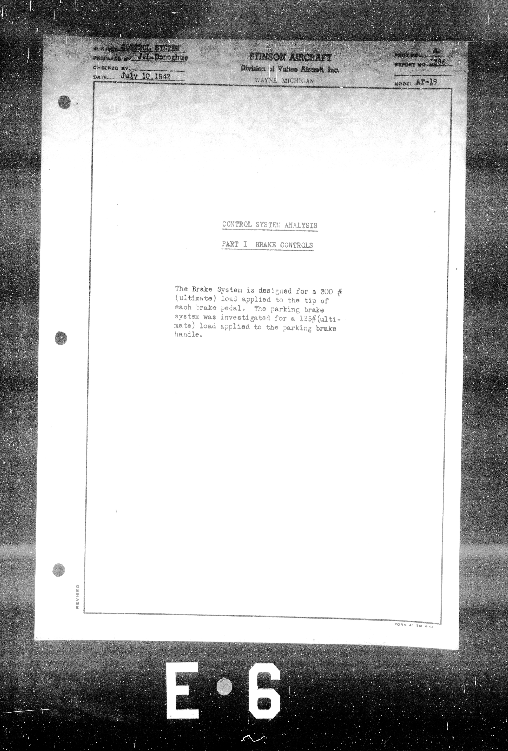 Sample page 5 from AirCorps Library document: Control System Analysis for Model AT-19 