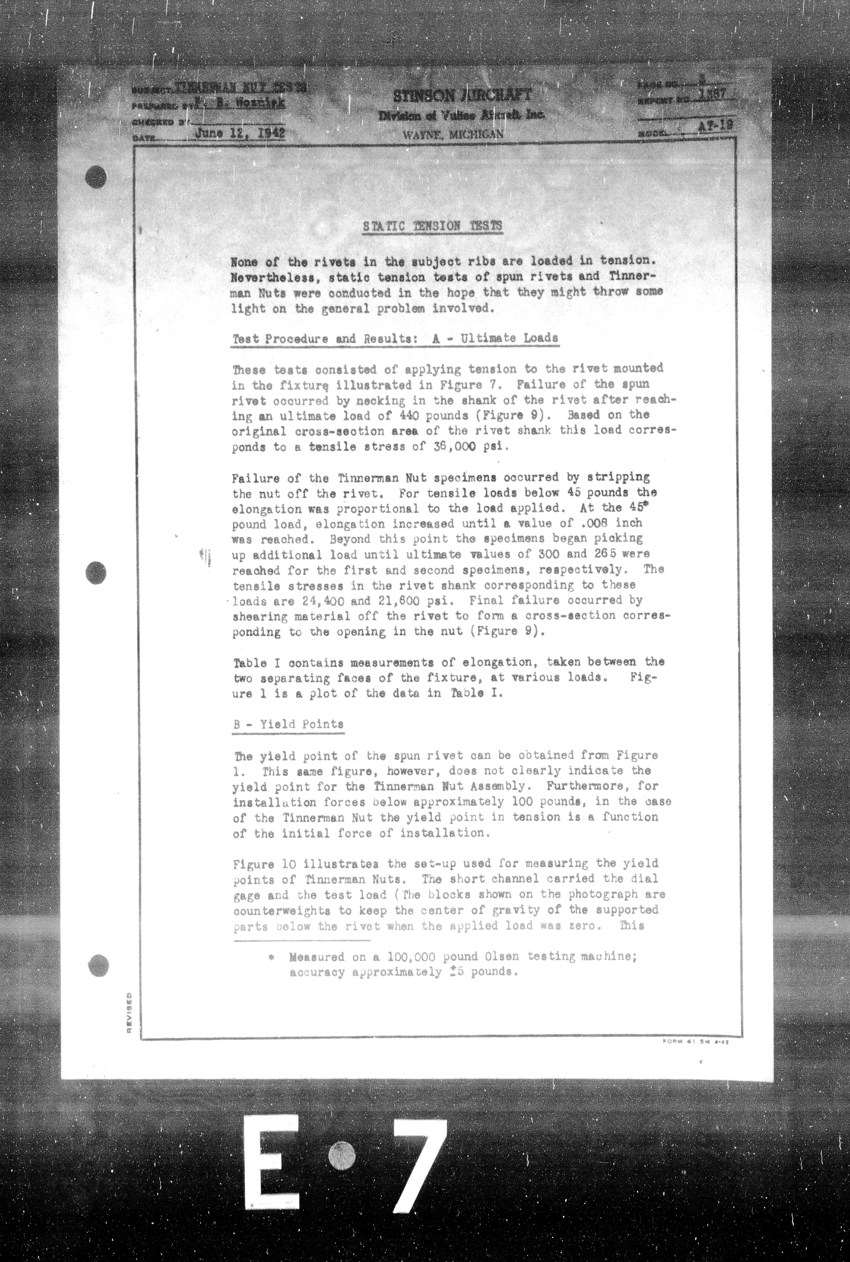 Sample page 5 from AirCorps Library document: Static and Vibration Tests of Tinnerman Speed Nuts