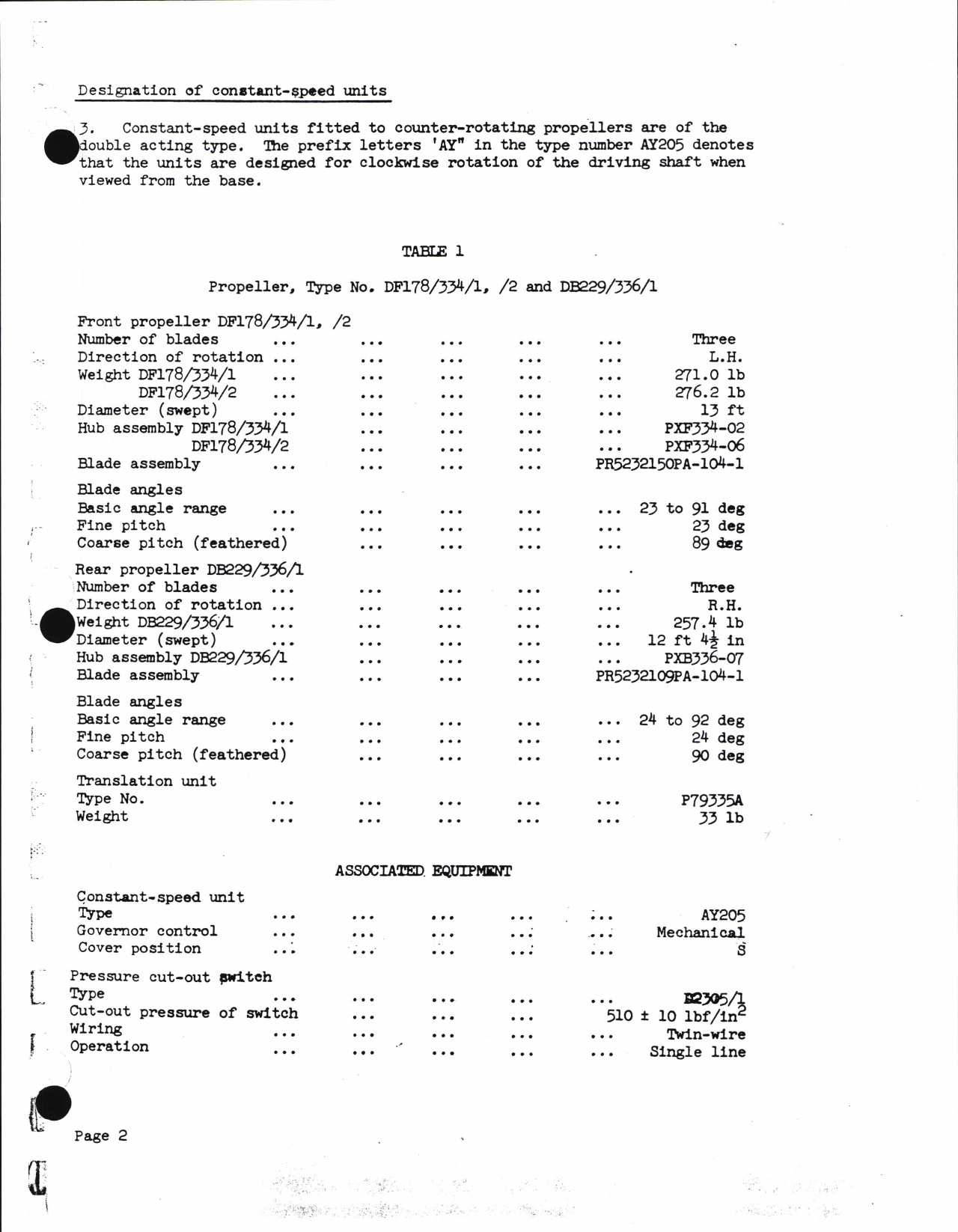 Sample page 7 from AirCorps Library document: Propeller Types DF 178/334/1,/2 and DB299/336/1 For Shackleton Aircraft