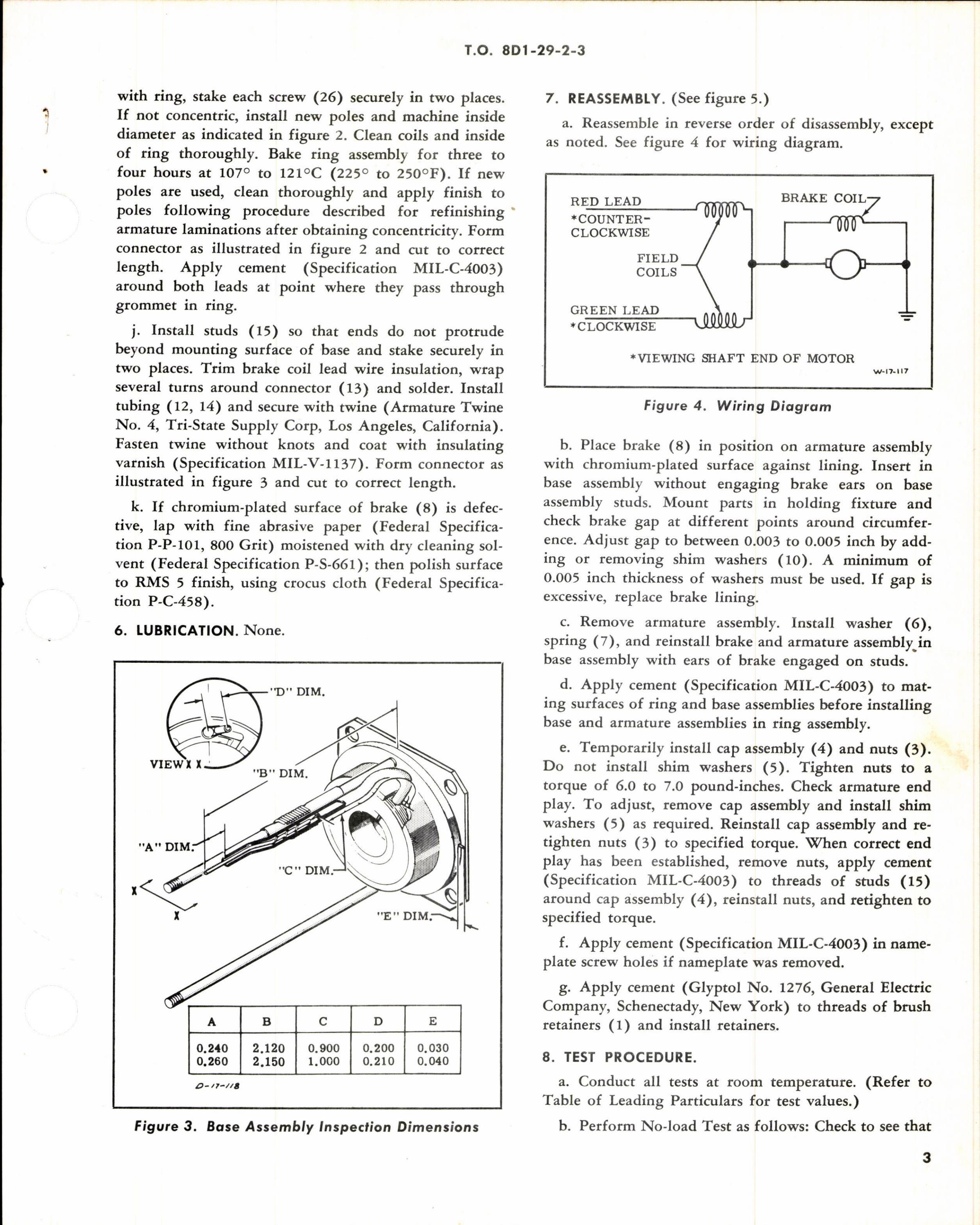 Sample page 3 from AirCorps Library document: Overhaul Instructions with Parts Breakdown for Direct Current Motor Model DCM15-52, Part No 26976