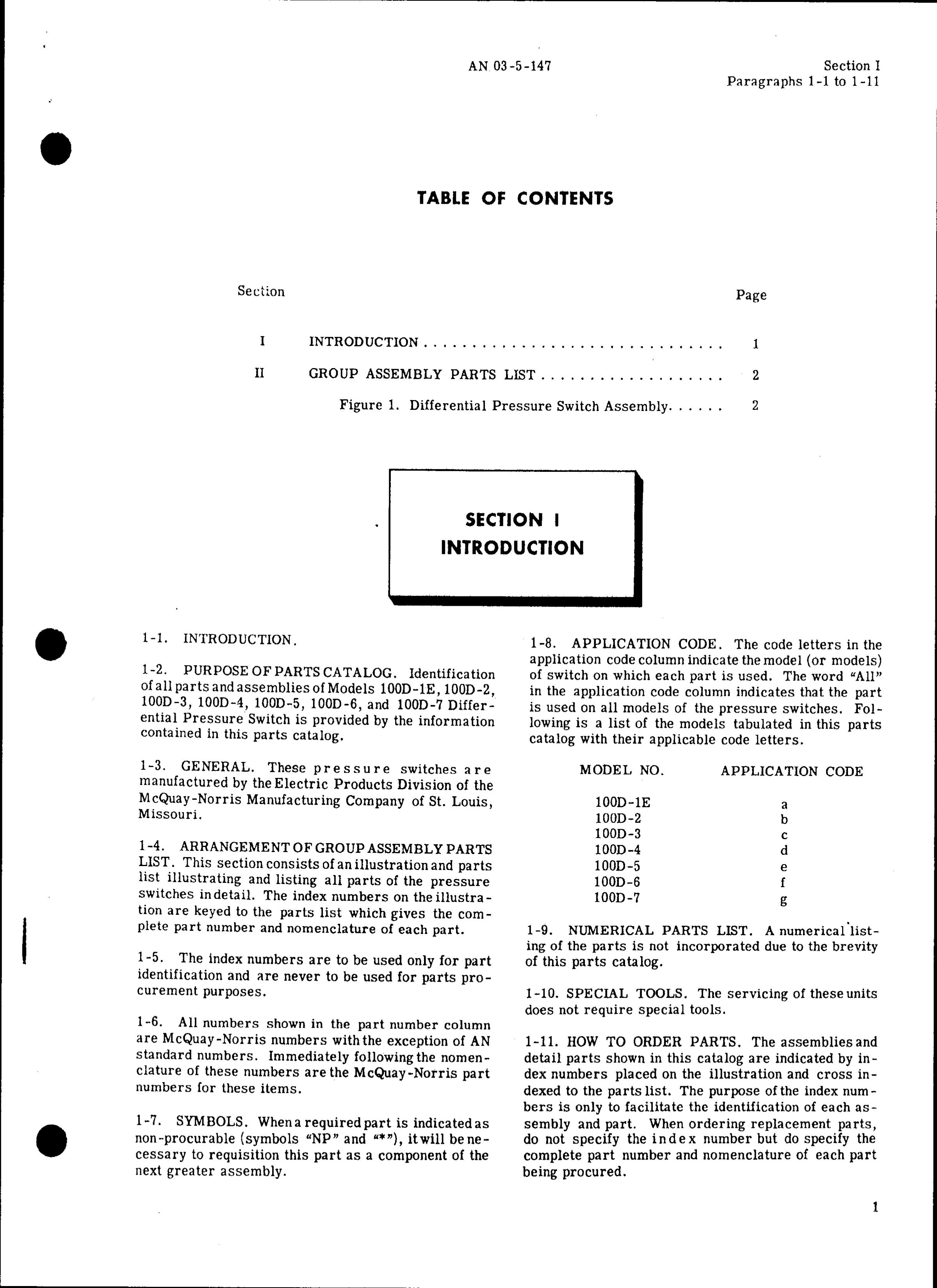 Sample page 3 from AirCorps Library document: Parts Catalog for Differential Pressure Switch (McQuay-Norris)