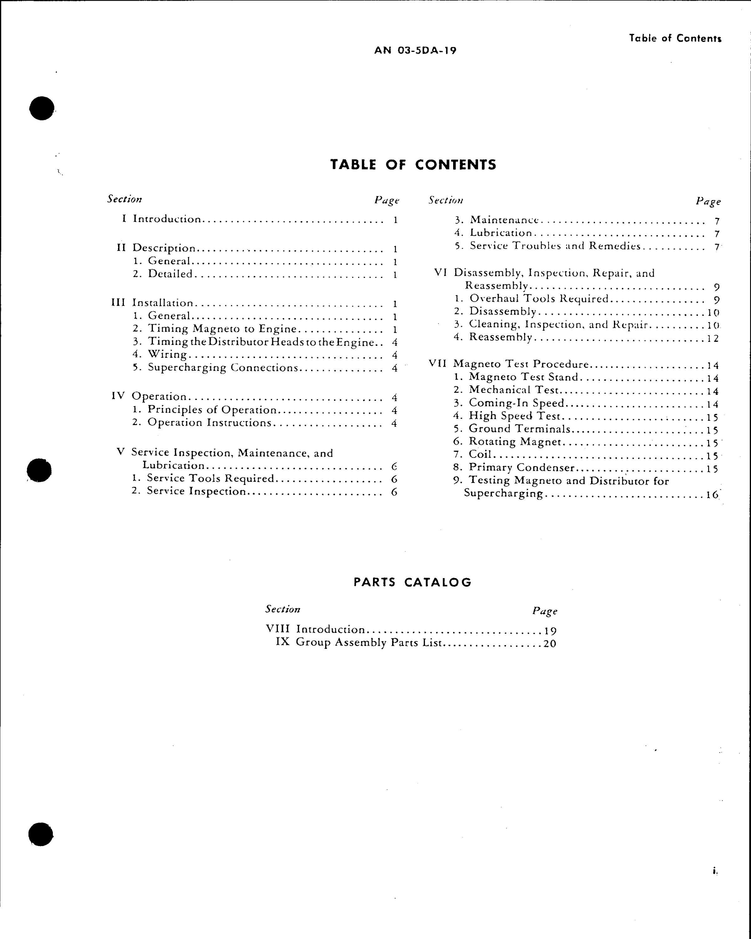 Sample page 3 from AirCorps Library document: Operation, Service, & Overhaul with Parts Catalog for Magneto Type DFLN-5