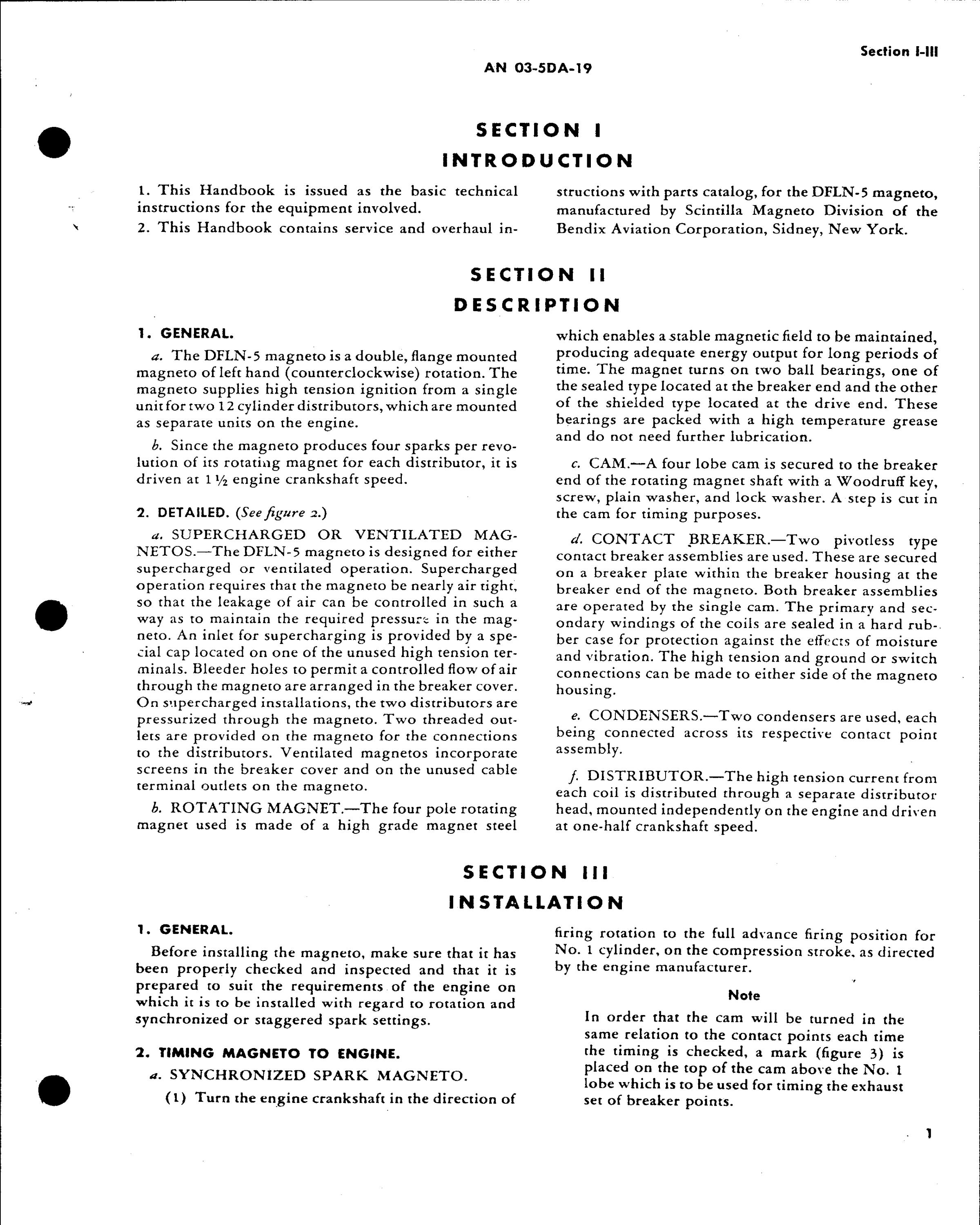 Sample page 5 from AirCorps Library document: Operation, Service, & Overhaul with Parts Catalog for Magneto Type DFLN-5