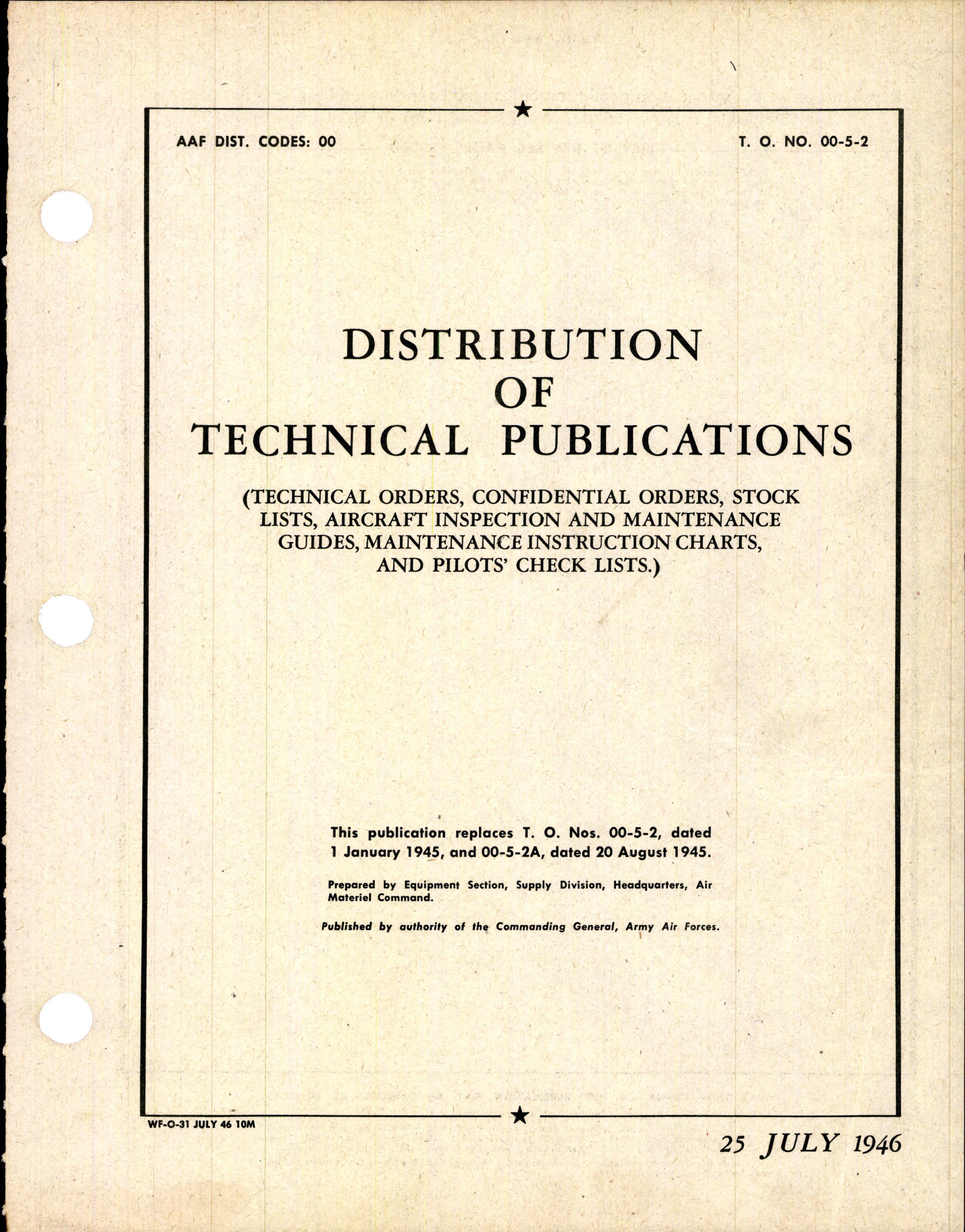 Sample page 1 from AirCorps Library document: Distribution of Technical Publications