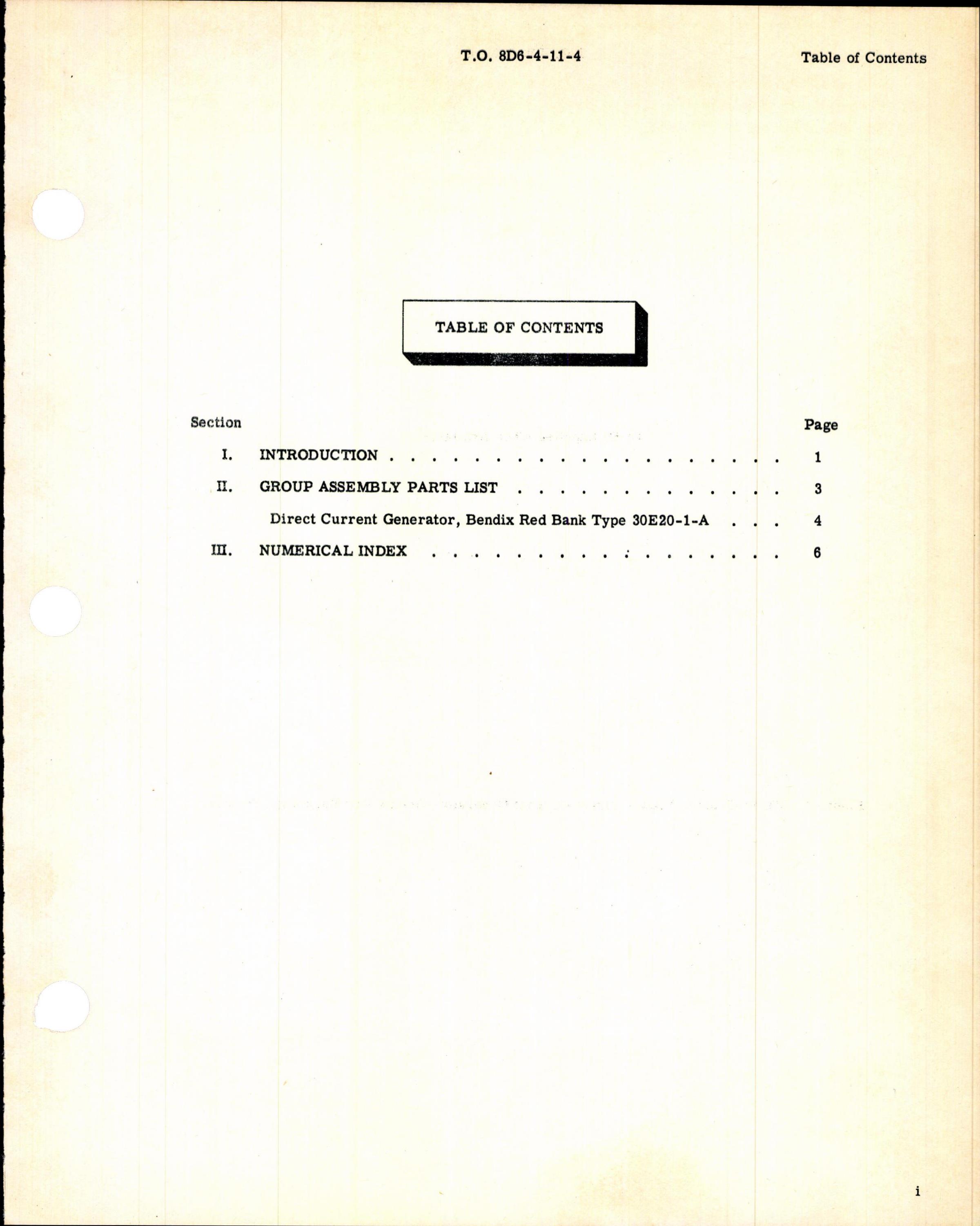 Sample page 3 from AirCorps Library document: Parts Breakdown Direct Current Generator Type 30E20-1-A