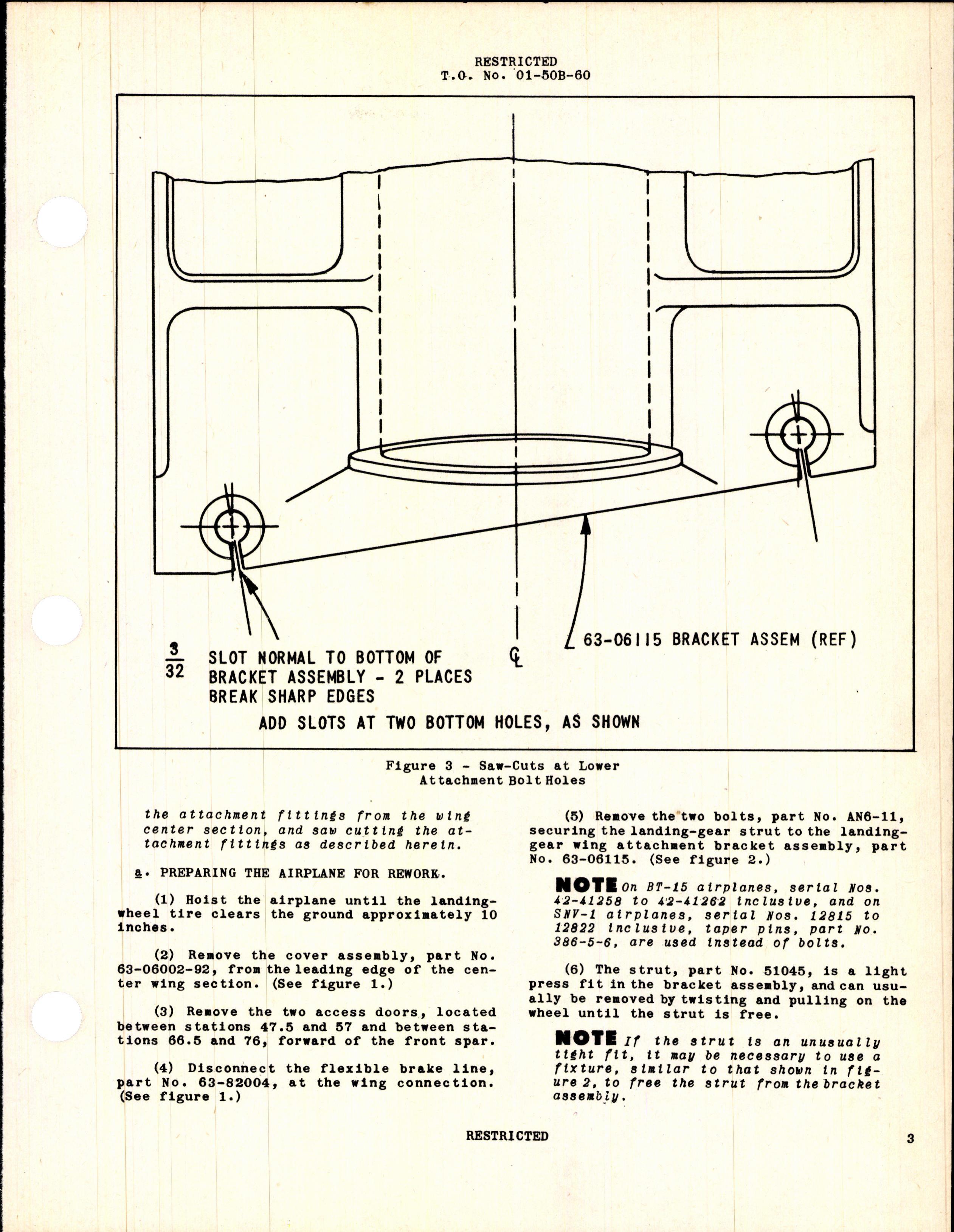 Sample page 3 from AirCorps Library document: Rework of Landing-Gear attachment brackets - BT-13, BT-13A, BT-15, and SNV-1