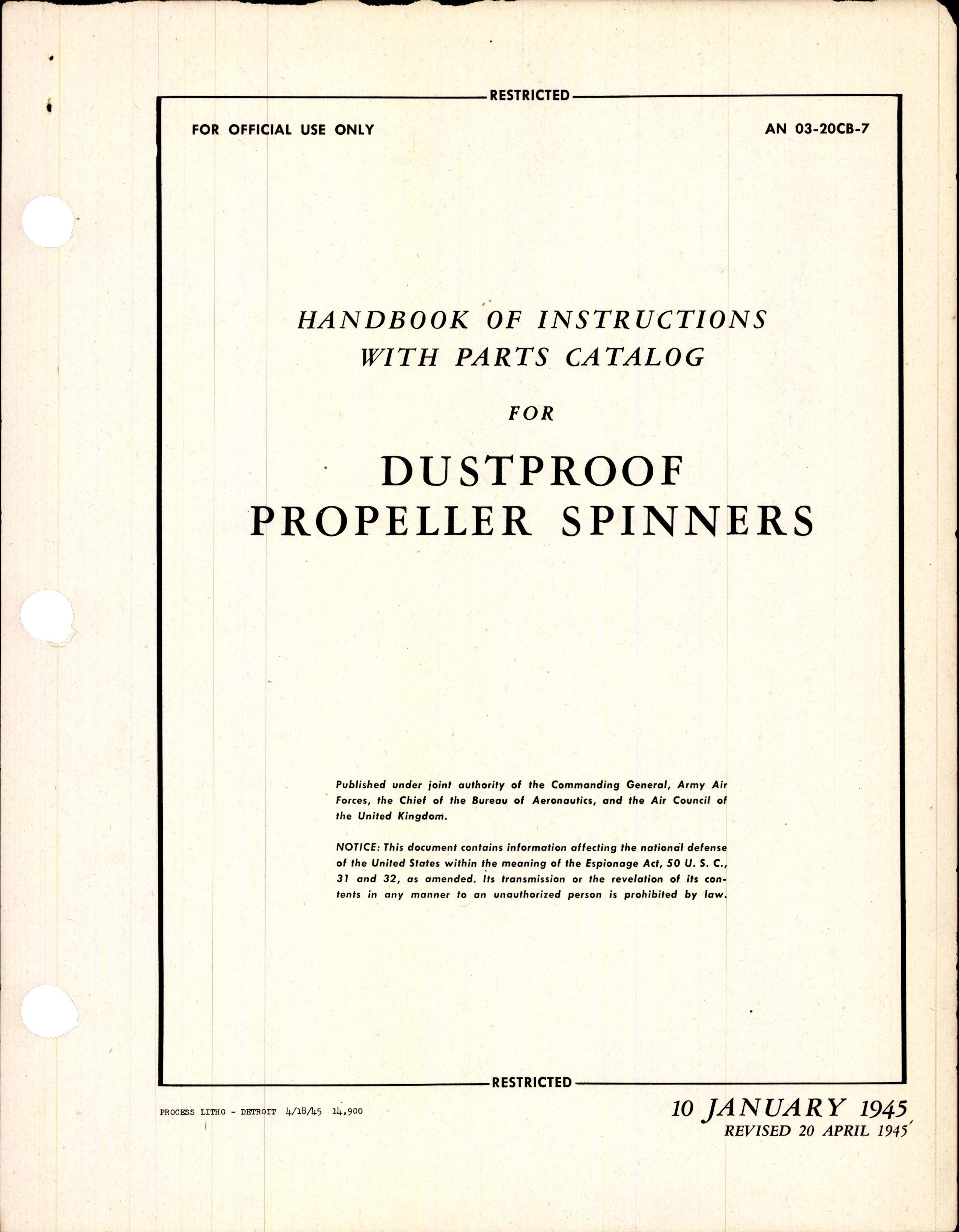 Sample page 3 from AirCorps Library document: Instructions w PC for Dustproof Propeller Spinners