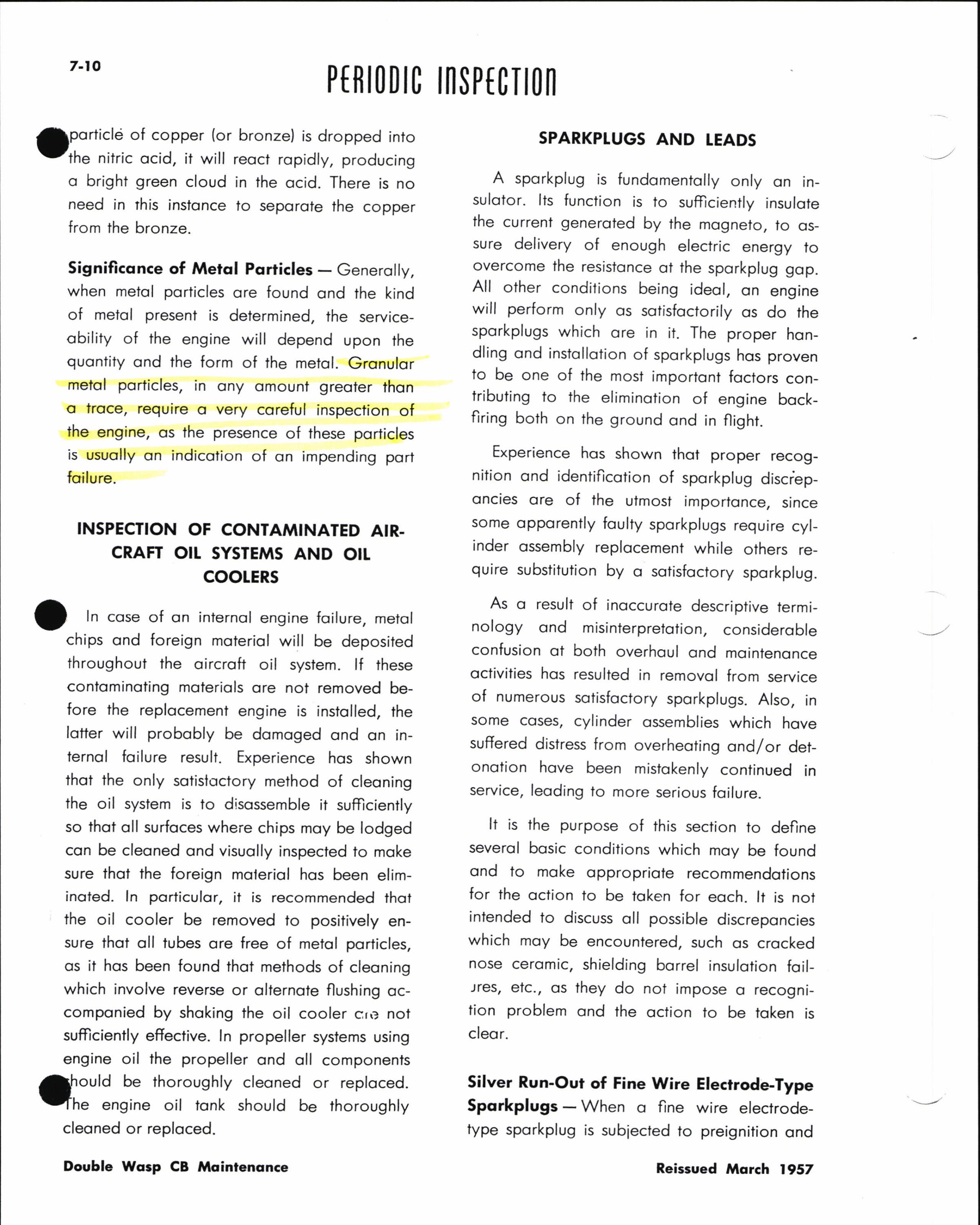 Sample page 2 from AirCorps Library document: Periodic Inspection for Double Wasp CB Maintenance