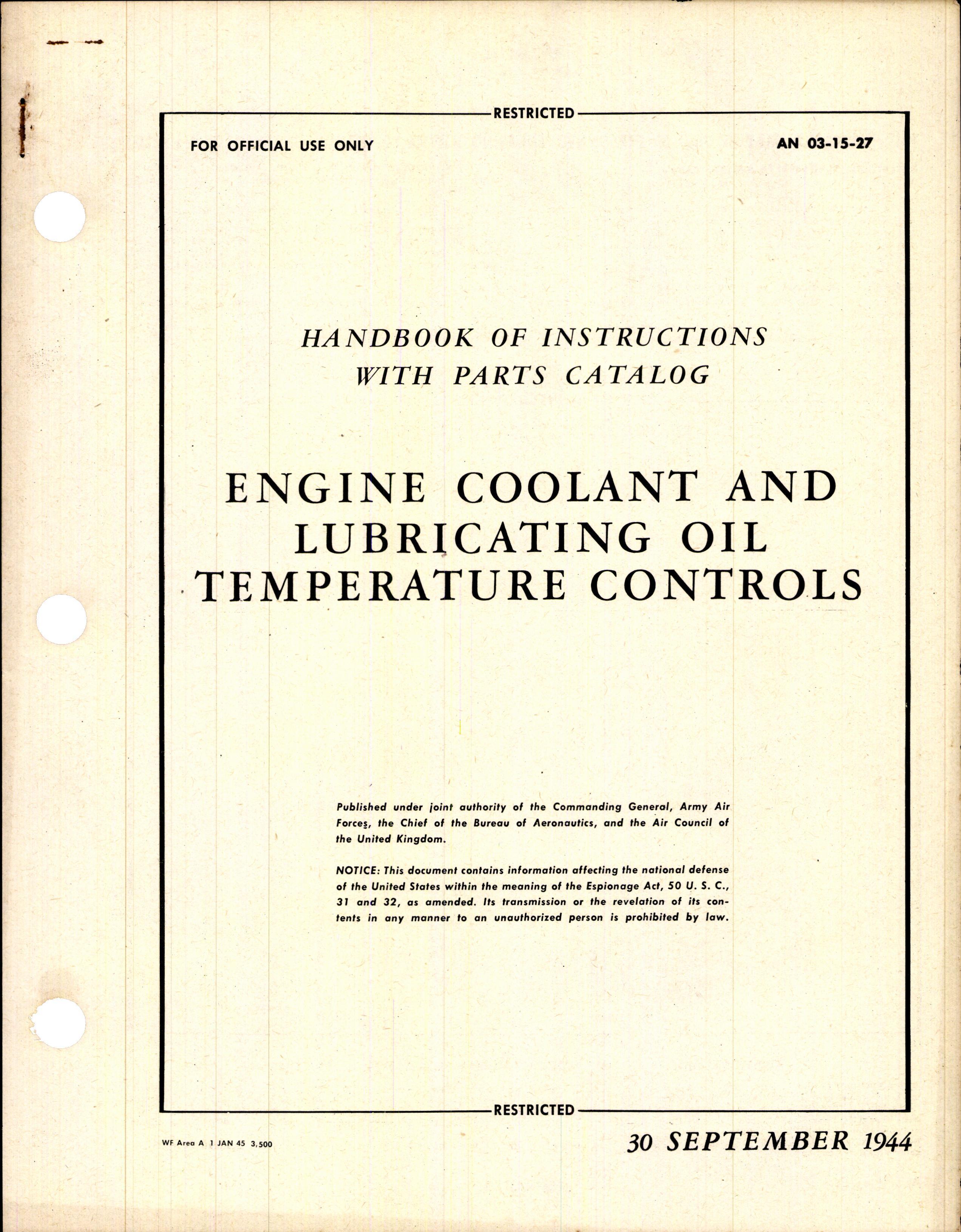 Sample page 1 from AirCorps Library document: Engine Coolant & Lubricating Oil Temperature Controls