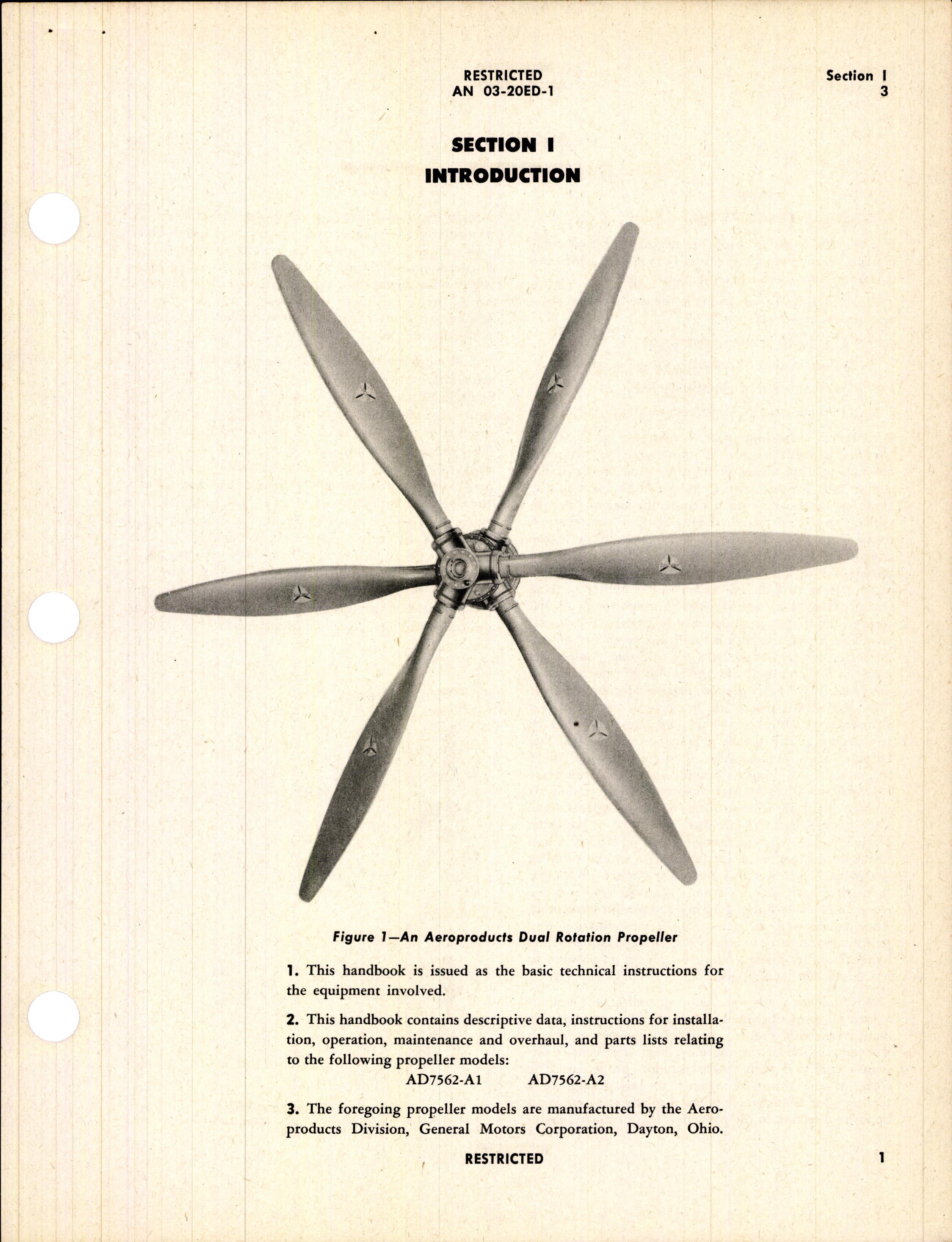 Sample page 5 from AirCorps Library document: Handbook of Instructions with Parts Catalog for Dual Rotation Propellers