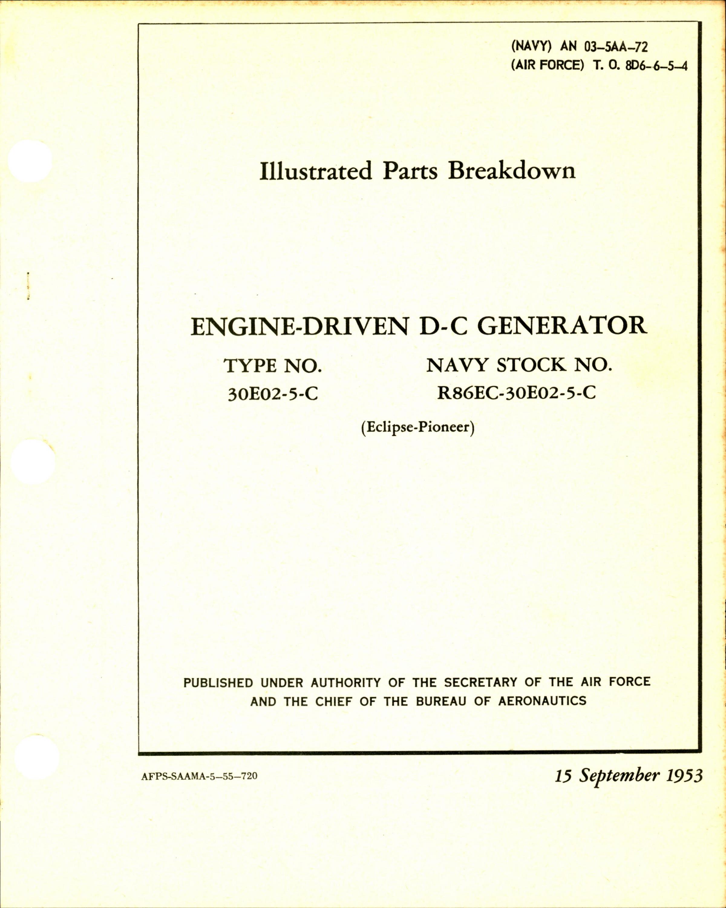 Sample page 1 from AirCorps Library document: Illustrated Parts Breakdown Engine-Driven D-C Generator