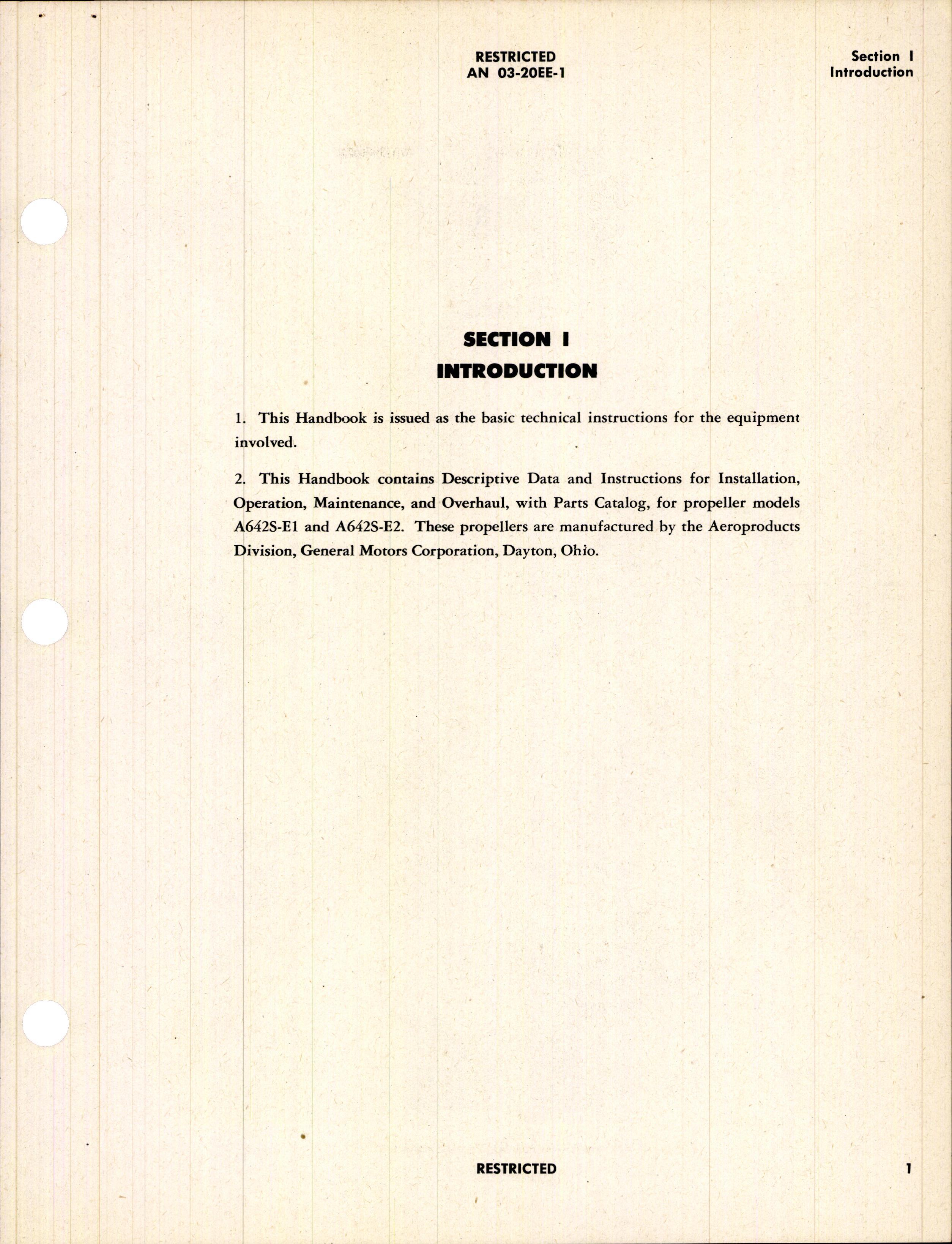 Sample page 5 from AirCorps Library document: Handbook of Instructions with Parts Catalog for Hydraulically Operated Propellers