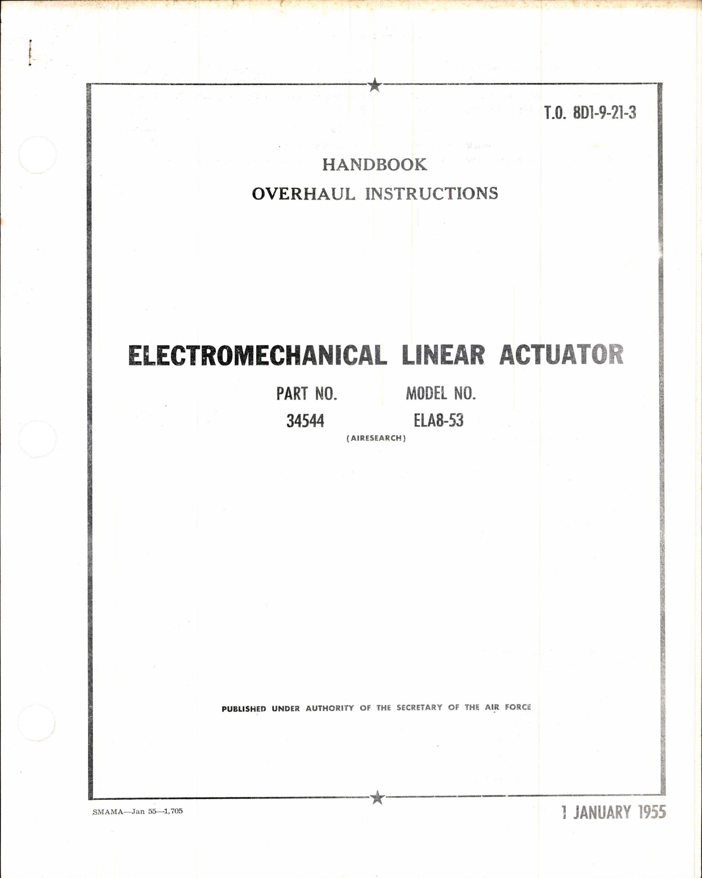 Sample page 1 from AirCorps Library document: Overhaul Instructions Electromechanical Linear Actuator