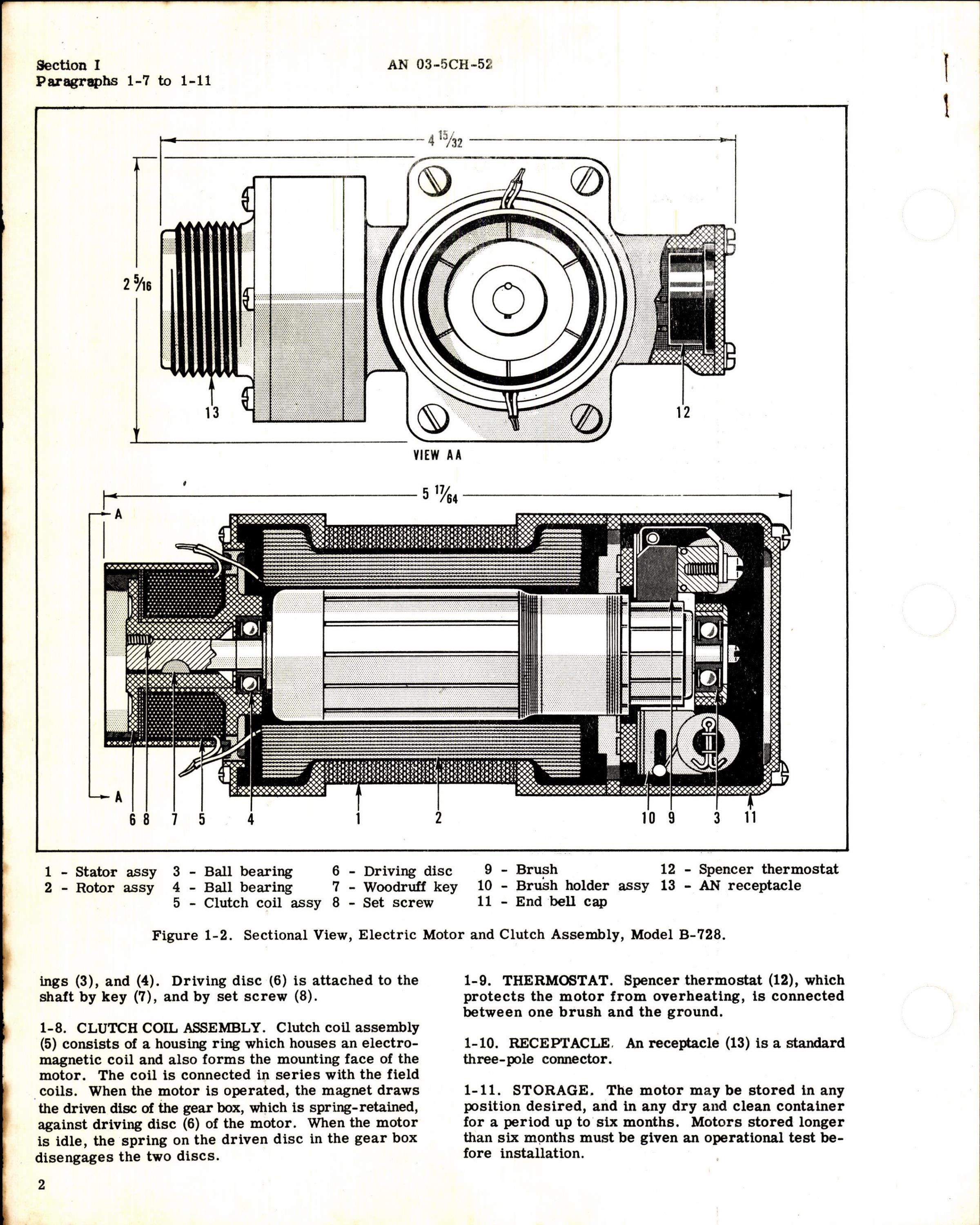 Sample page 4 from AirCorps Library document: Overhaul Instructions for Electric Motor and Clutch Assembly Model B-728