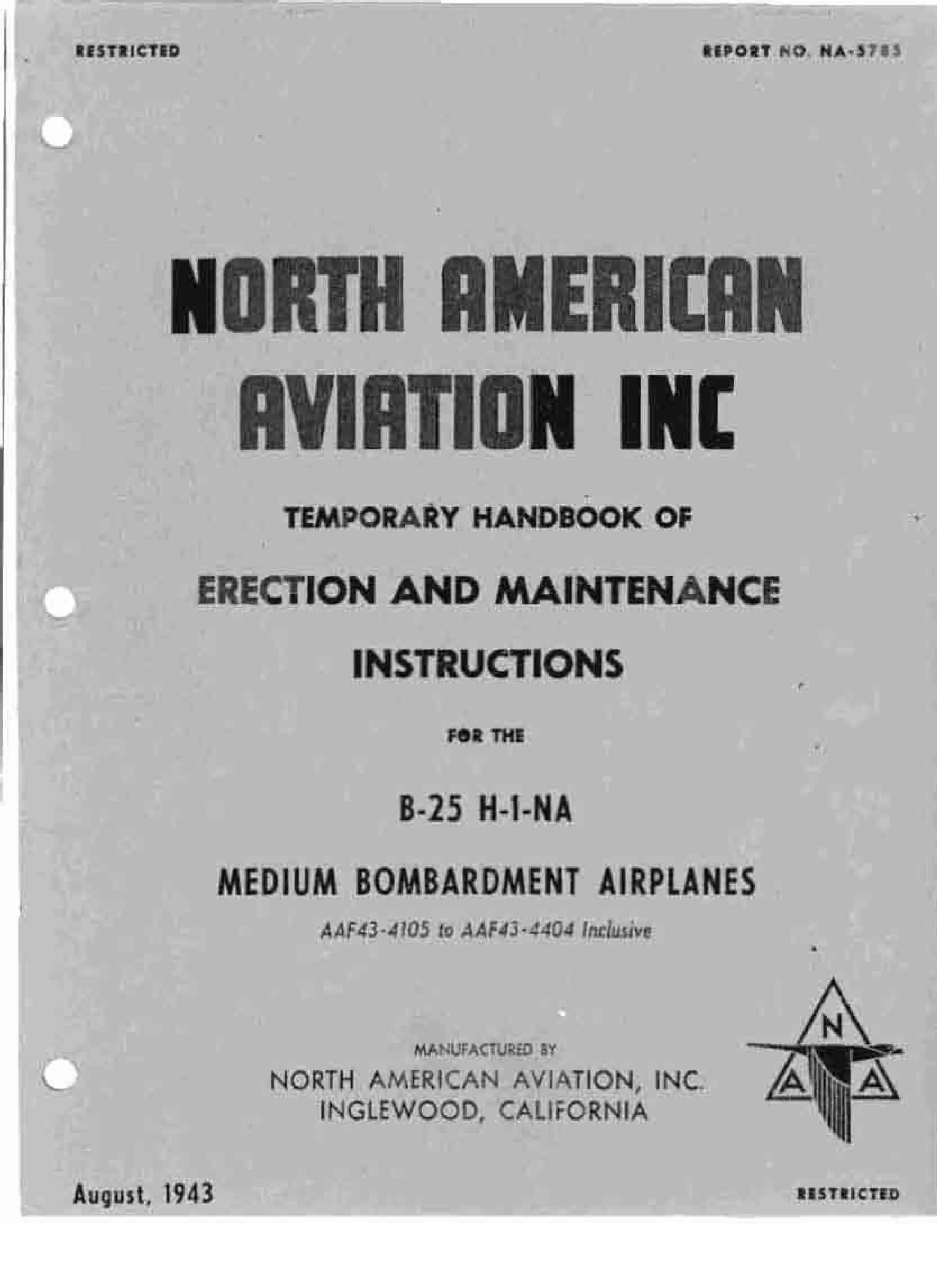 Sample page 1 from AirCorps Library document: Erection & Maintenance - B-25H