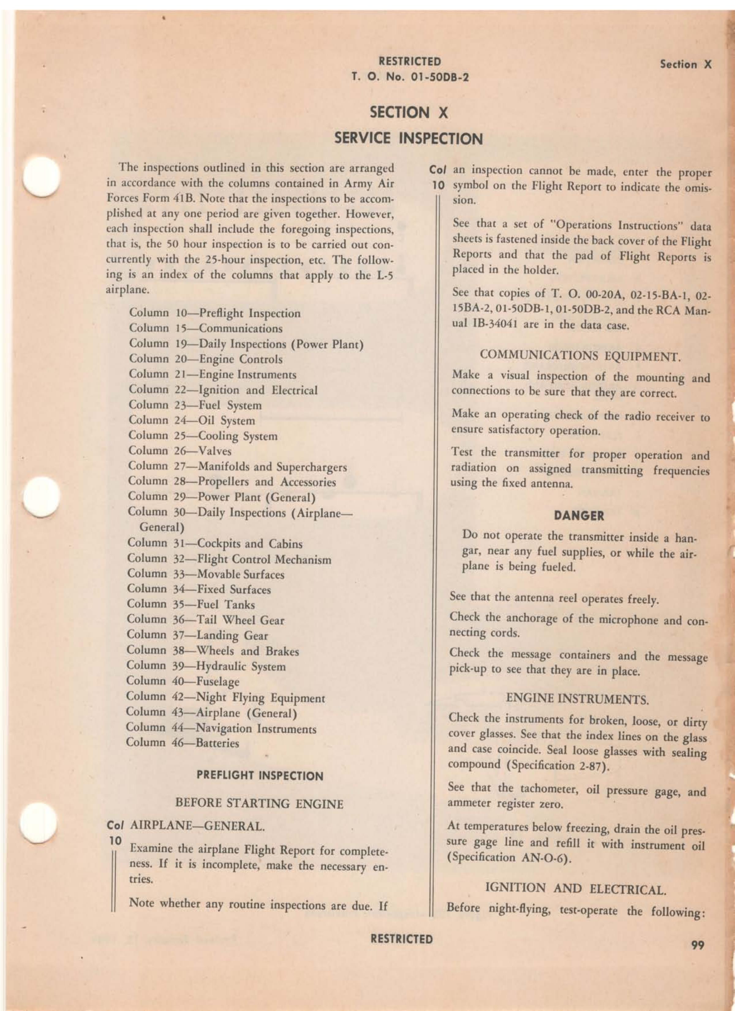 Sample page 105 from AirCorps Library document: Erection & Maintenance - L-5, OY-1