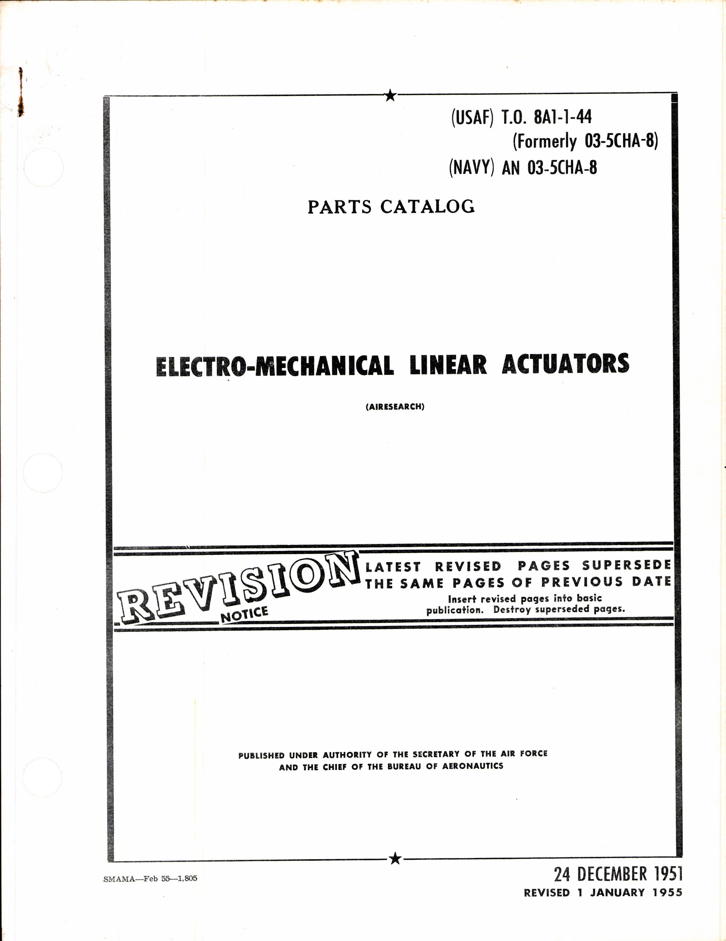 Sample page 1 from AirCorps Library document: Parts Catalog for Electro-Mechanical Linear Actuators