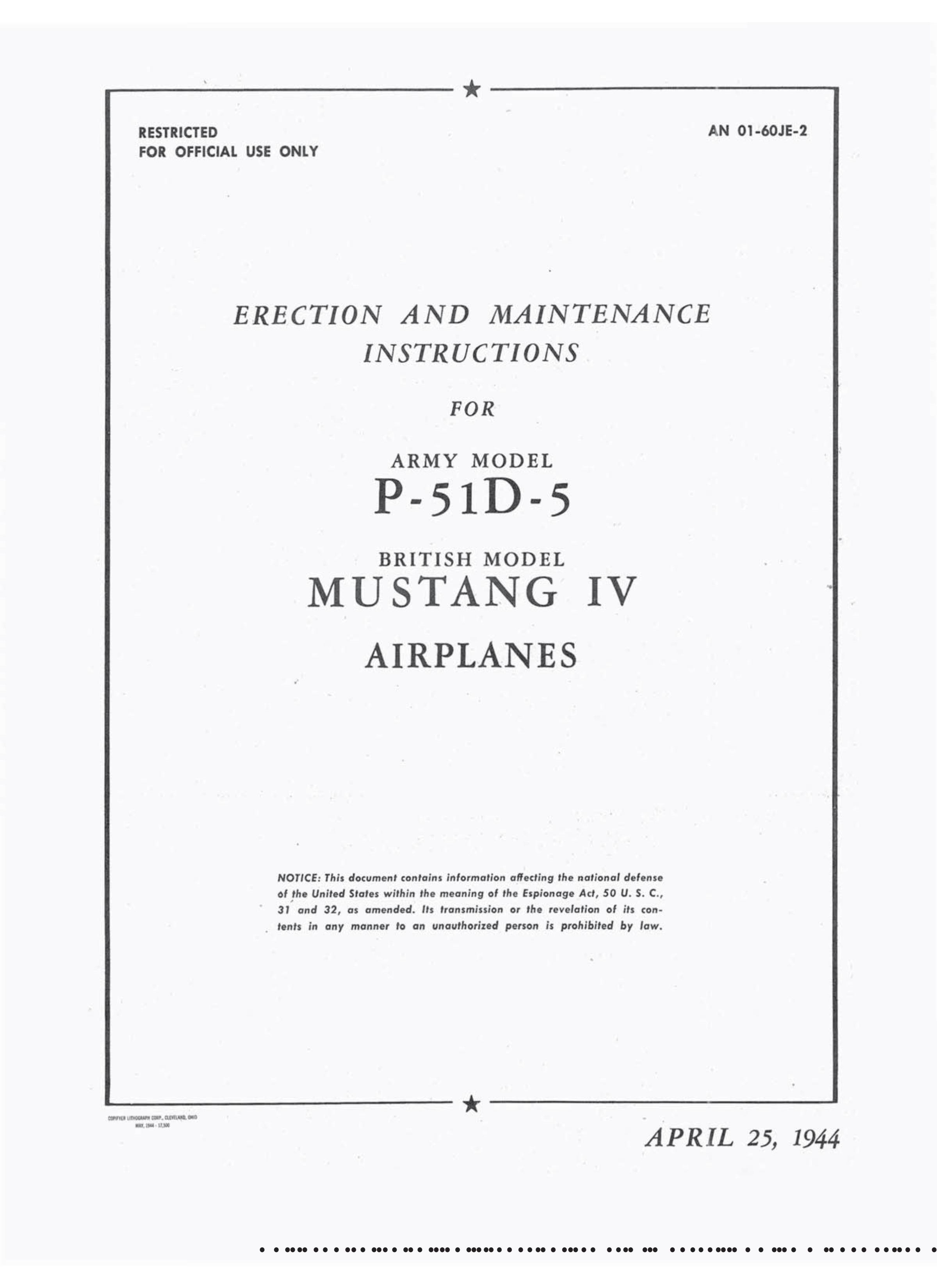 Sample page 1 from AirCorps Library document: Erection & Maintenance - P-51D-5