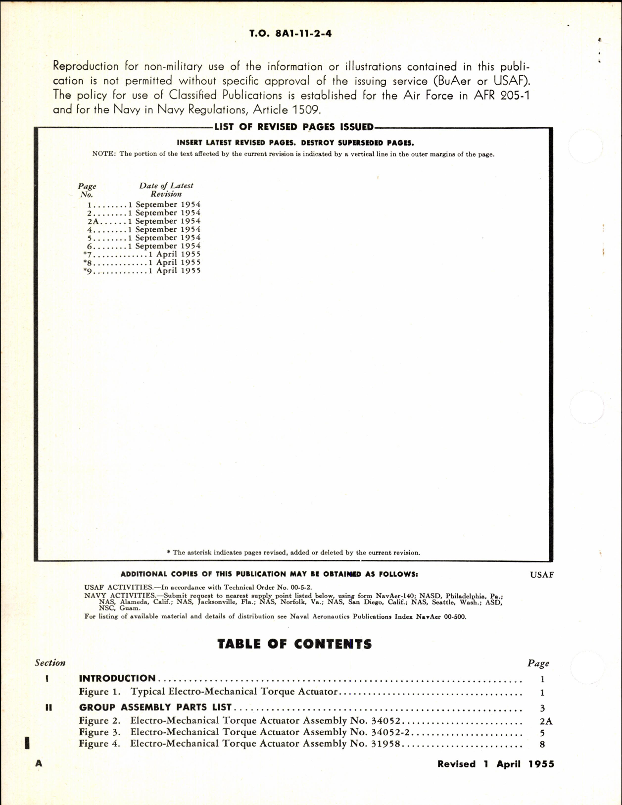 Sample page 2 from AirCorps Library document: Parts Catalog for Electro-Mechanical Torque Actuators