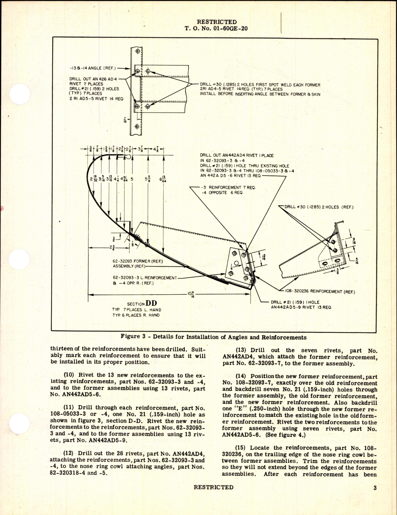 Sample page 3 from AirCorps Library document: Reinforcement of Engine Nose Ring Cowl for B-25J
