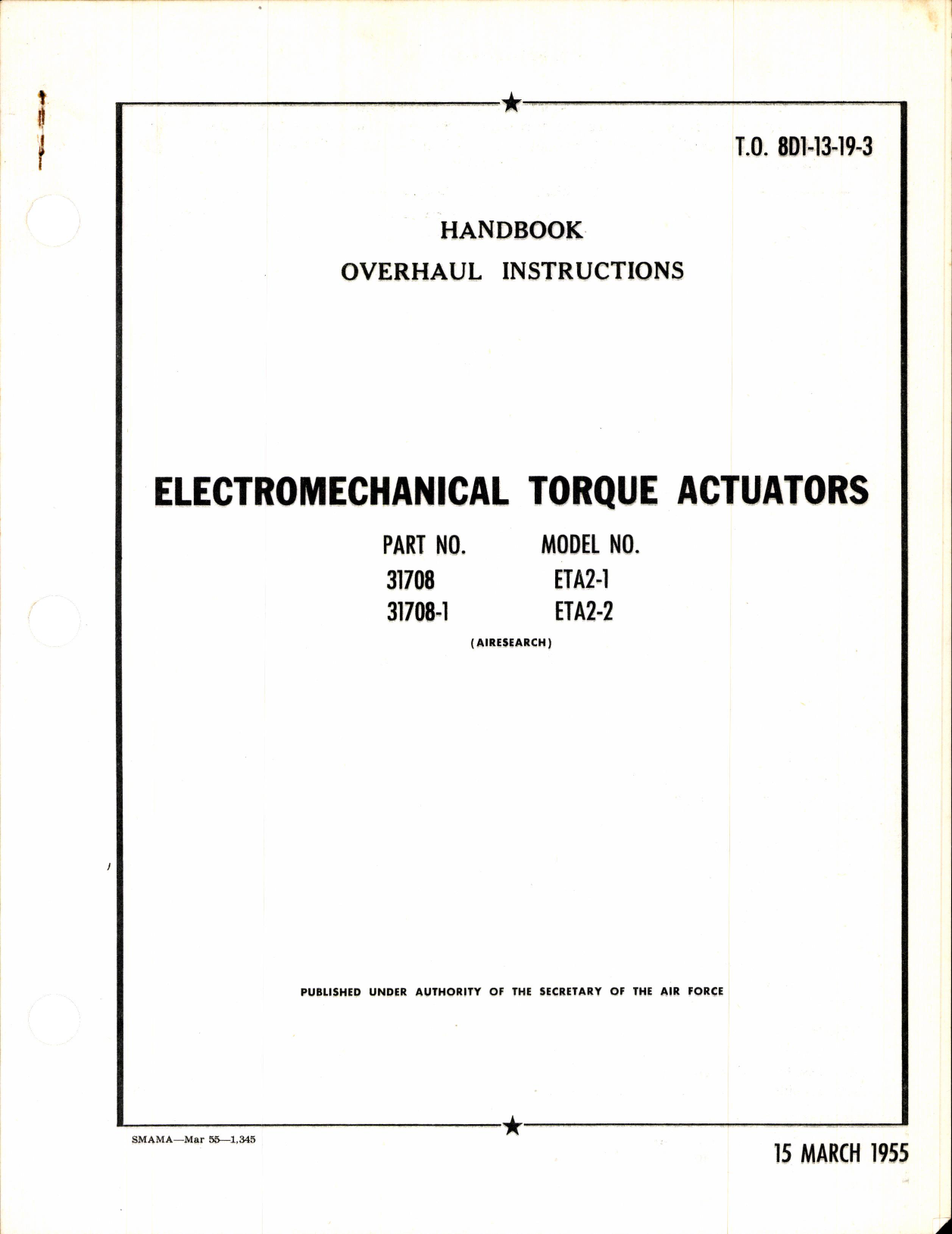 Sample page 1 from AirCorps Library document: Overhaul Instructions for Electromechanical Torque Actuators