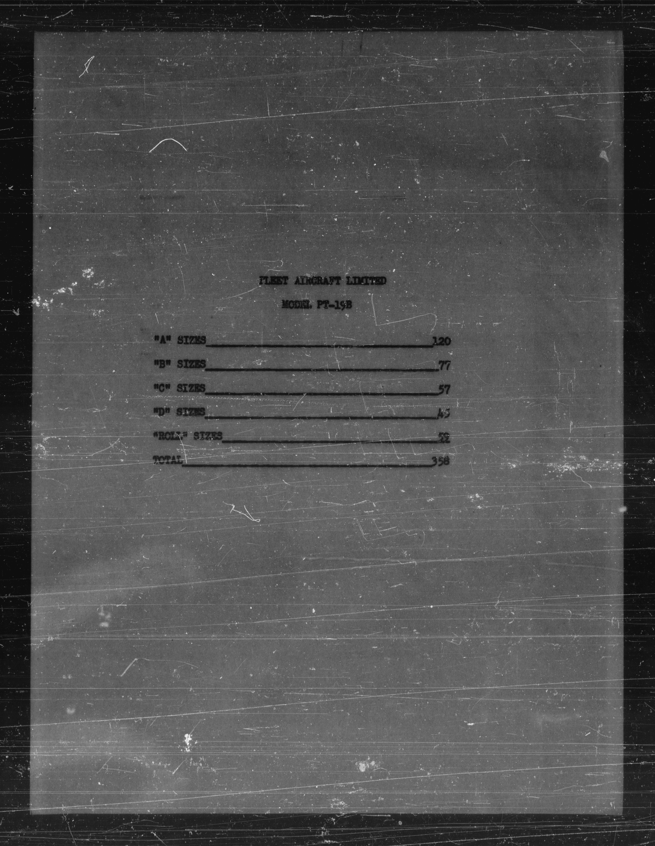 Sample page 1 from AirCorps Library document: Index of Drawings on Microfilm for PT-19B, PT-23, PT-26, and PT-26A