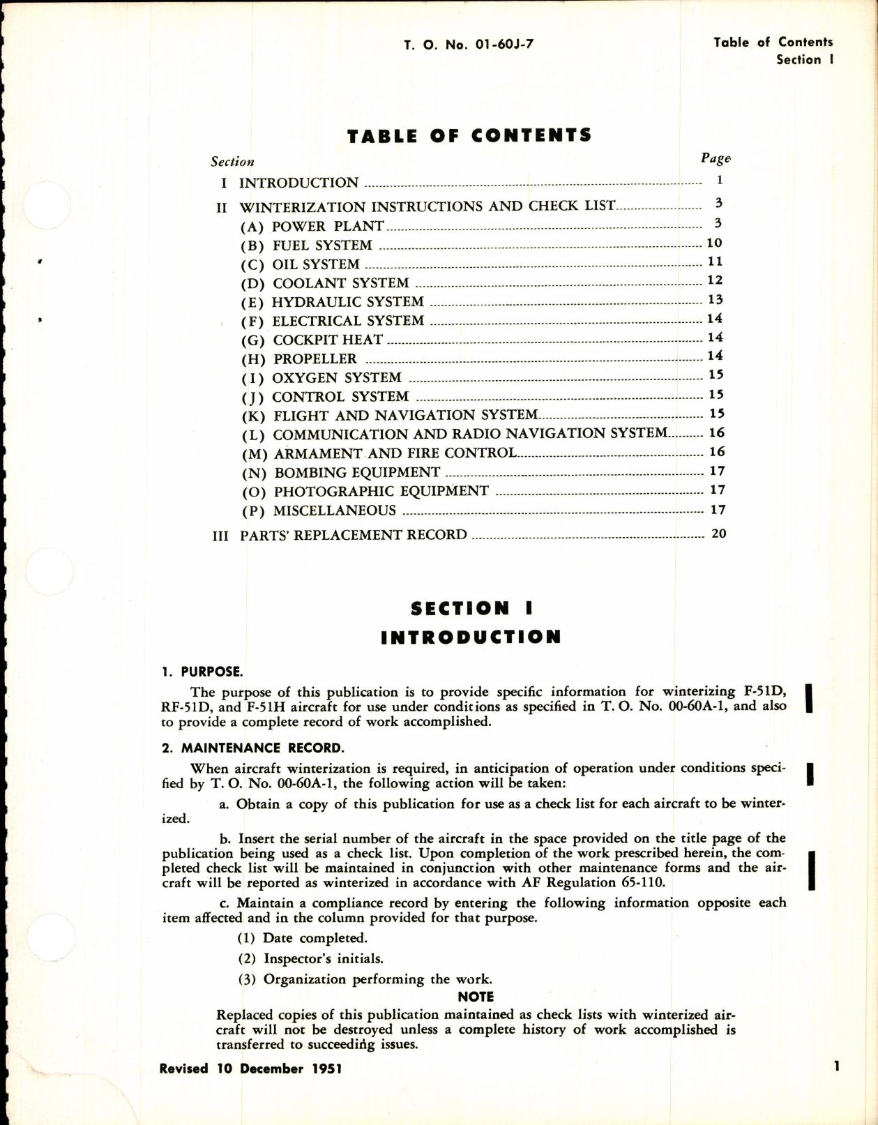 Sample page 3 from AirCorps Library document: Winterization Instructions and Check List for F-51