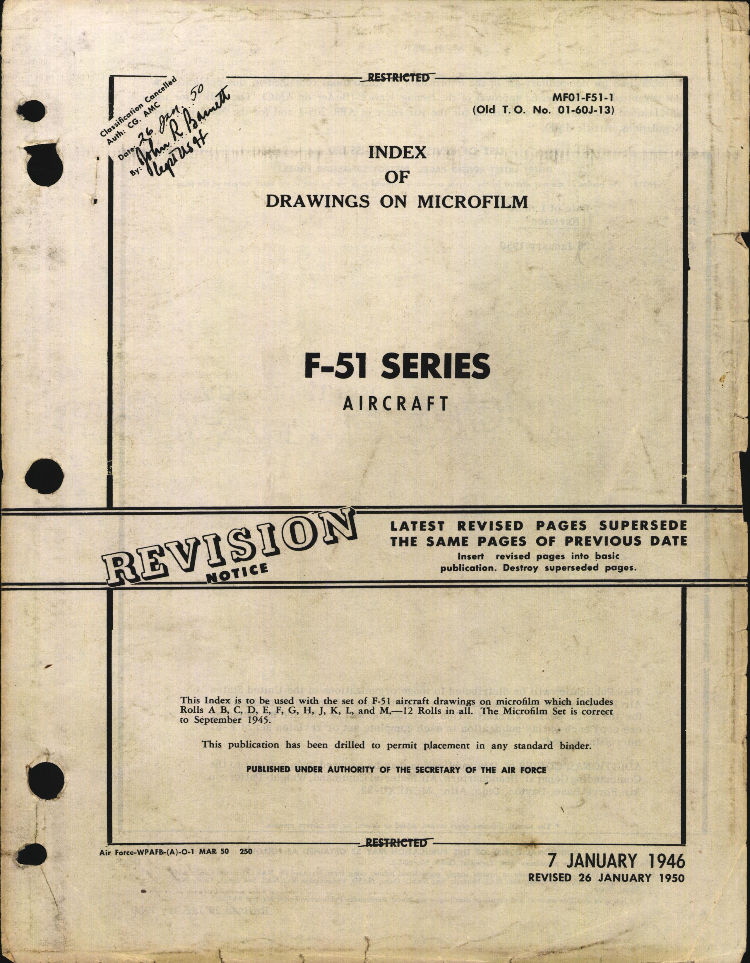 Sample page 1 from AirCorps Library document: Index of Drawings on Microfilm for P-51 Series Aircraft