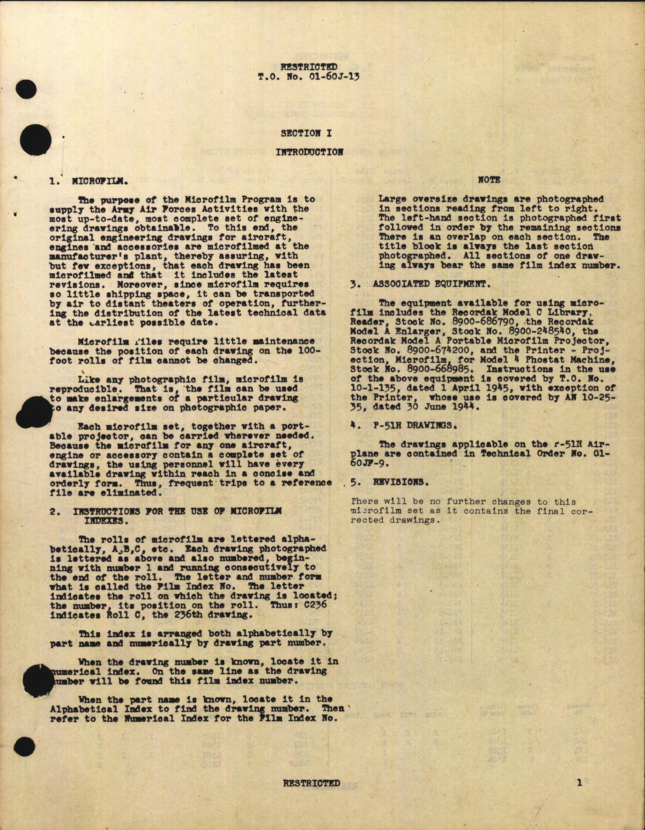 Sample page 3 from AirCorps Library document: Index of Drawings on Microfilm for P-51 Series Aircraft