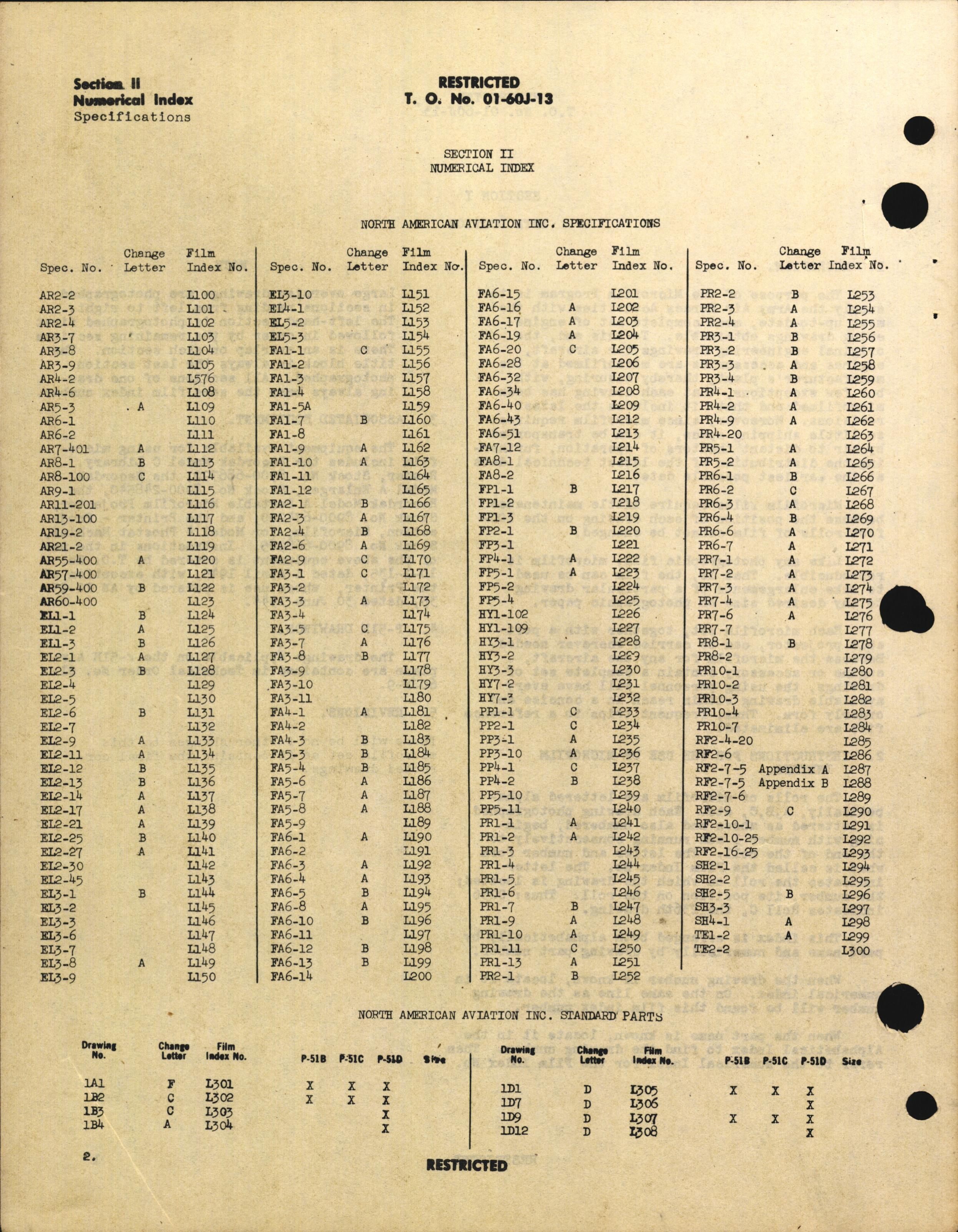 Sample page 4 from AirCorps Library document: Index of Drawings on Microfilm for P-51 Series Aircraft