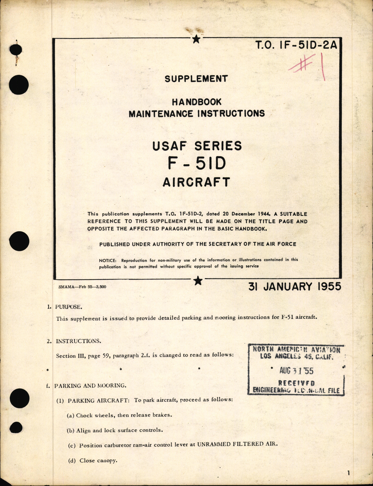 Sample page  3 from AirCorps Library document: F-51 Maintenance Instructions for Models F-51D - ZF-51K - F-51M - TF-51D