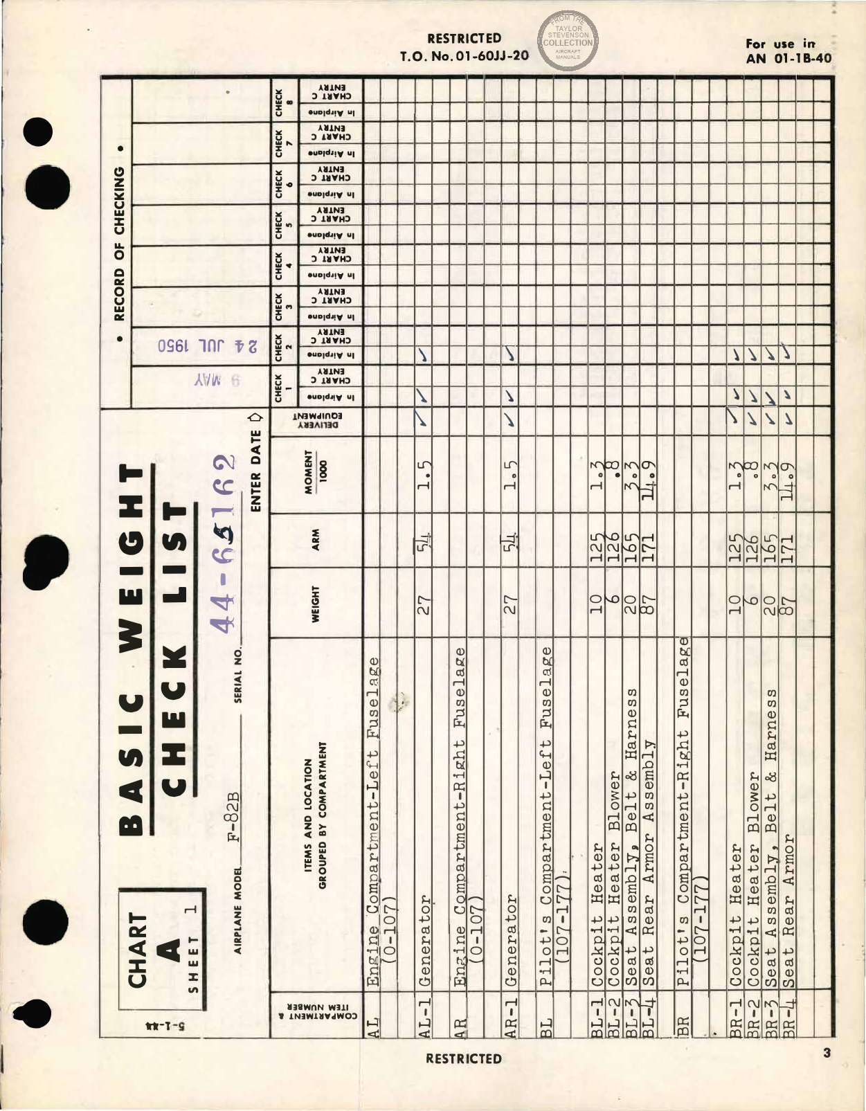 Sample page 4 from AirCorps Library document: Basic Weight Check List and Loading Data - F-82B Twin Mustang