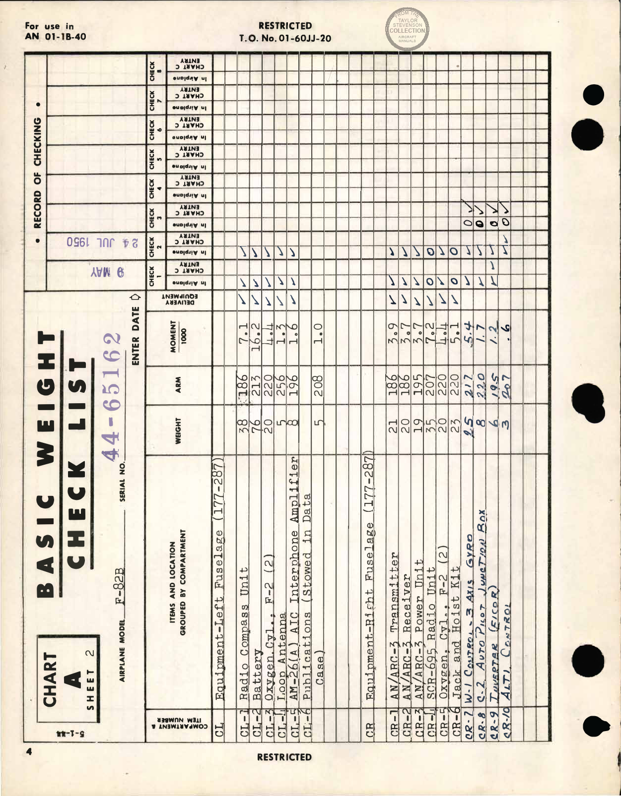 Sample page 5 from AirCorps Library document: Basic Weight Check List and Loading Data - F-82B Twin Mustang