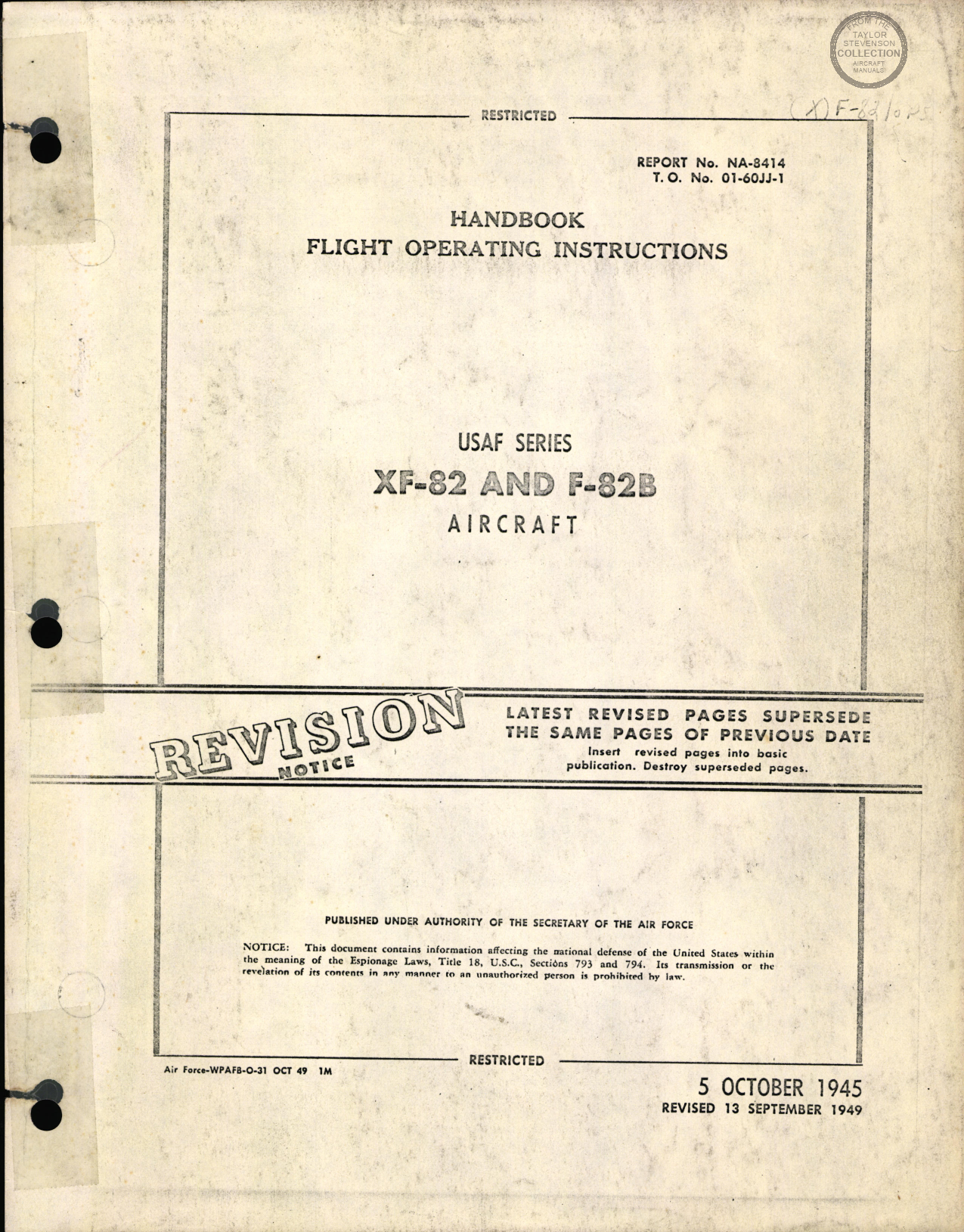 Sample page 1 from AirCorps Library document: Flight Operating Instructions - F-82 Twin Mustang