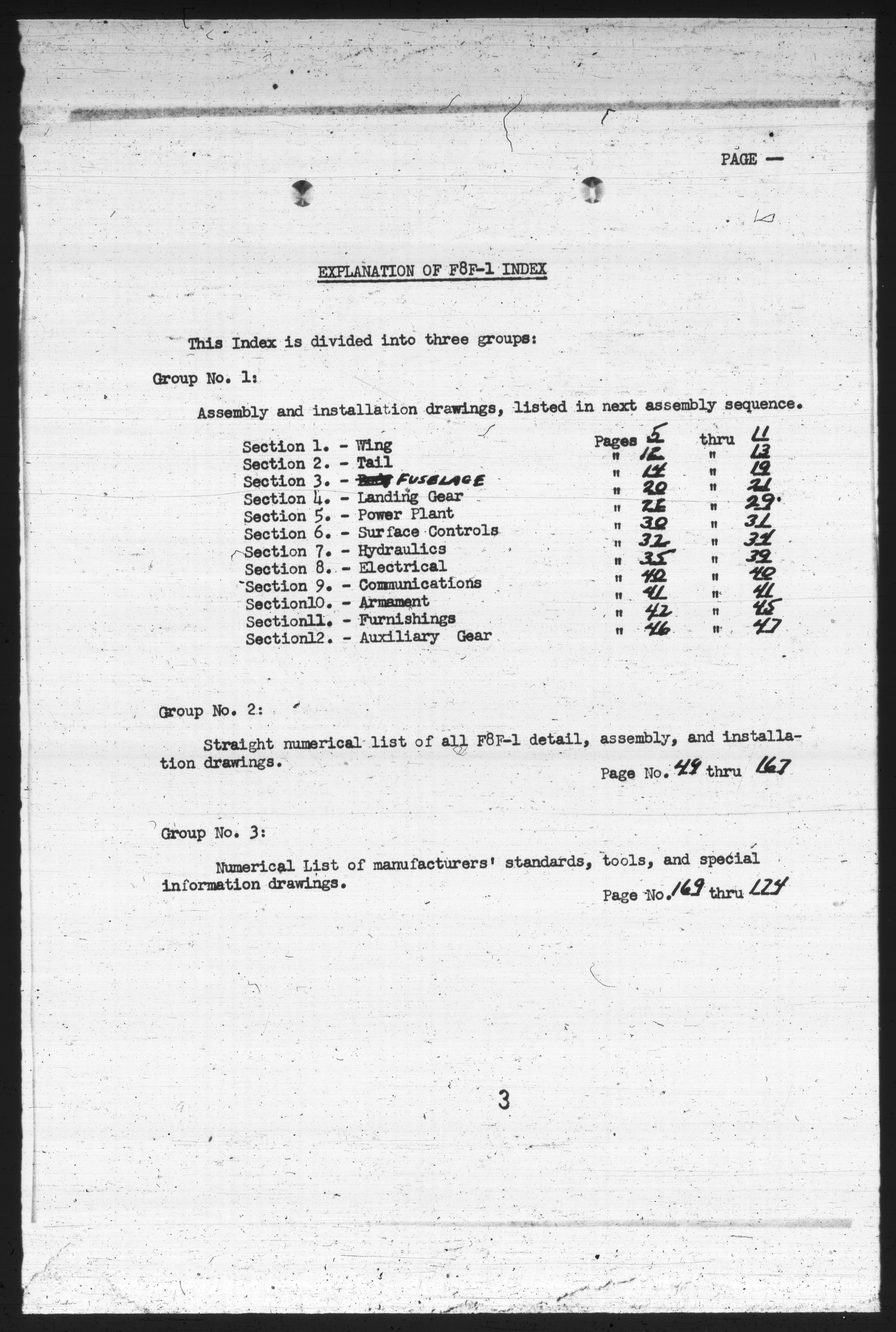 Sample page 2 from AirCorps Library document: Microfilm Index for F8F-1