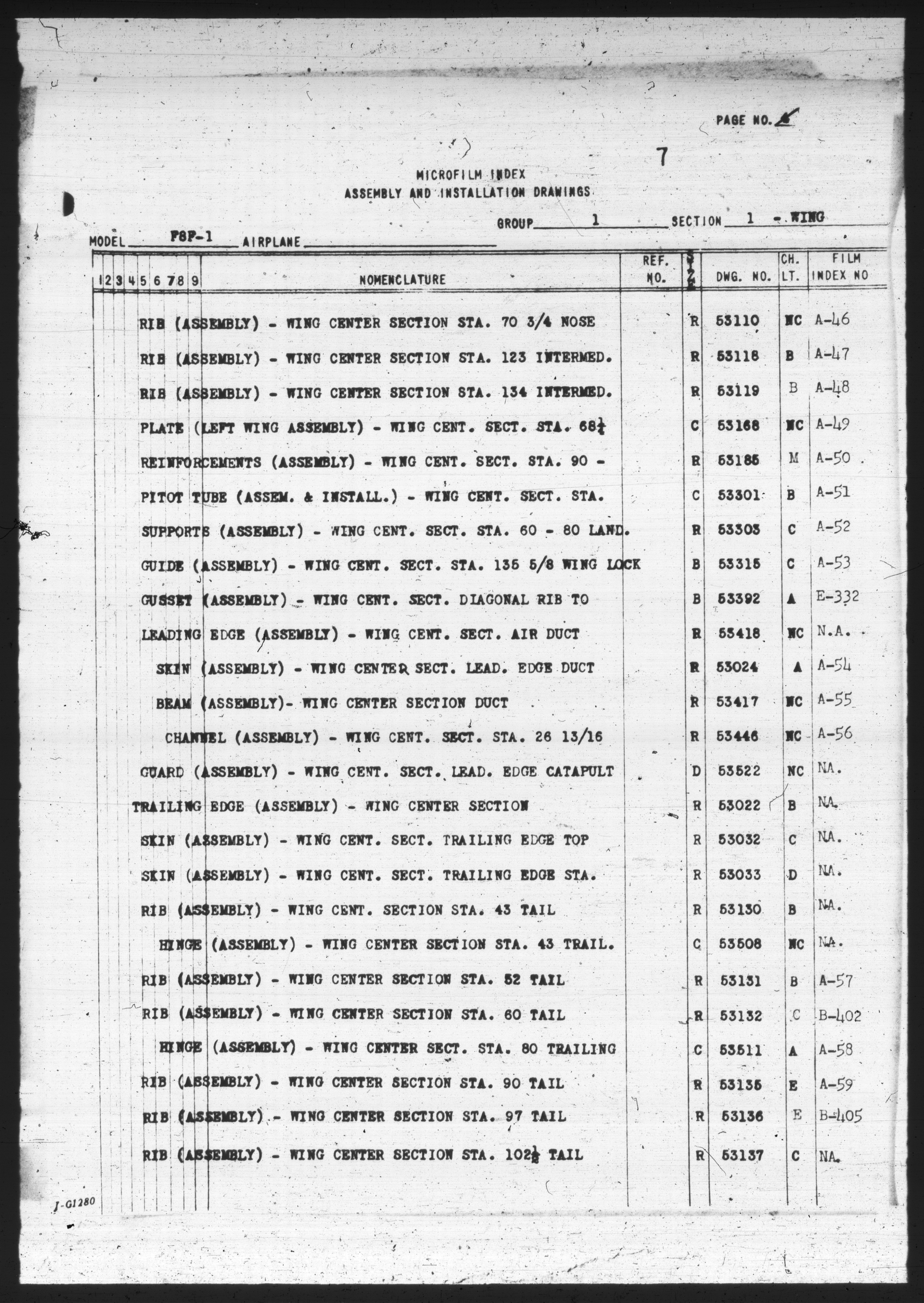 Sample page 6 from AirCorps Library document: Microfilm Index for F8F-1
