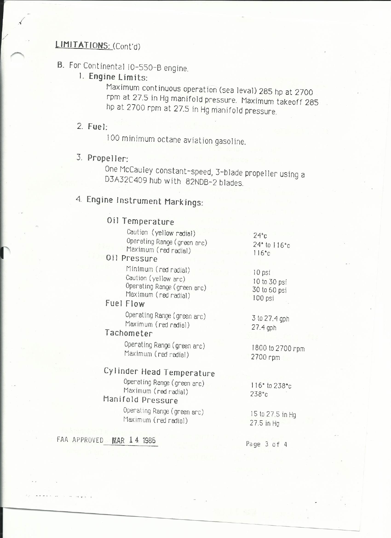 Sample page 3 from AirCorps Library document: FAA Approved Flight Manual Supplement for A/D-45 (T-34A & B, B45)