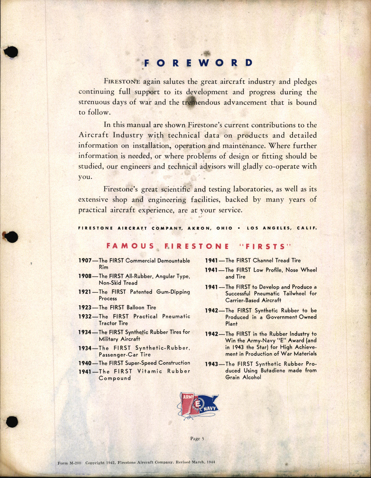 Sample page 4 from AirCorps Library document: Firestone Aircraft Engineering and Products Data Book