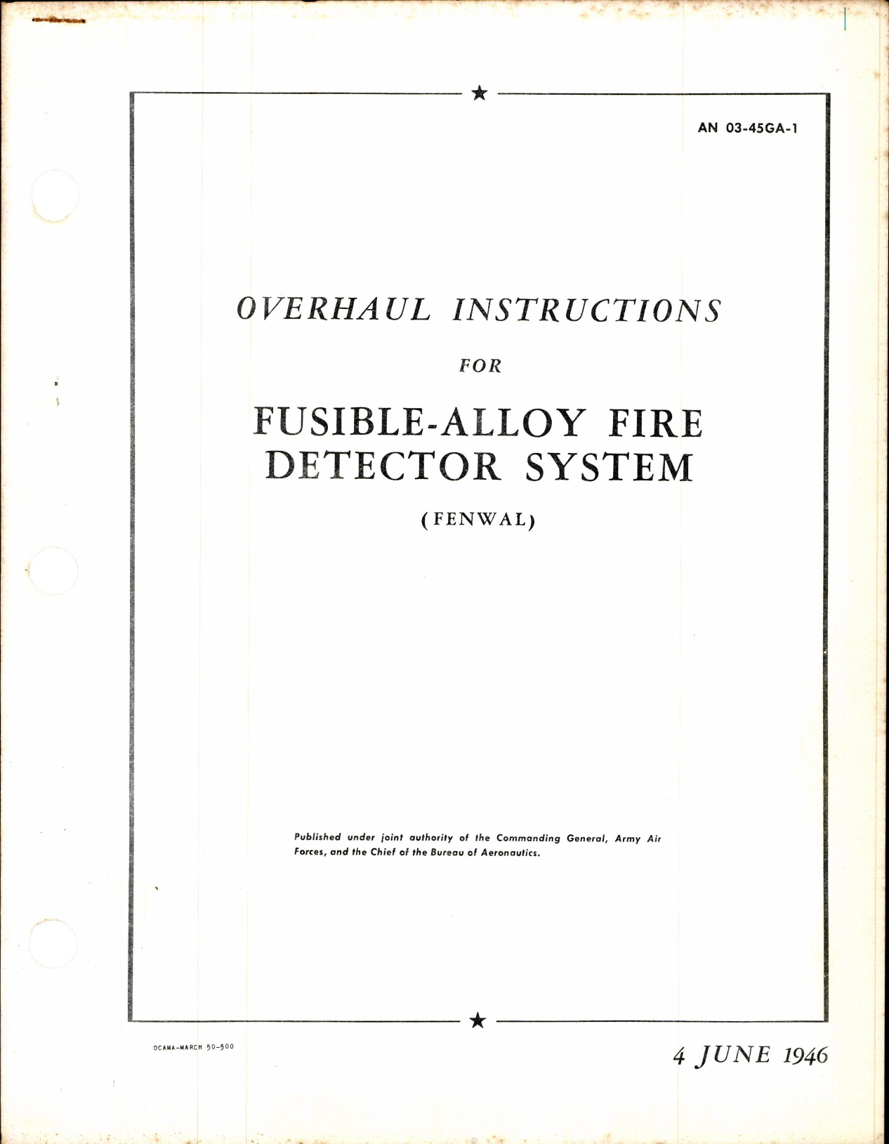 Sample page 1 from AirCorps Library document: Overhaul Instructions for Fusible-Alloy Fire Detector System