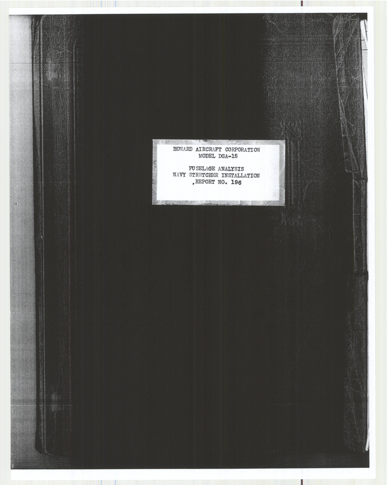 Sample page 1 from AirCorps Library document: Report 196, Fuselage Analysis, Navy Stretcher Installation, DGA-15