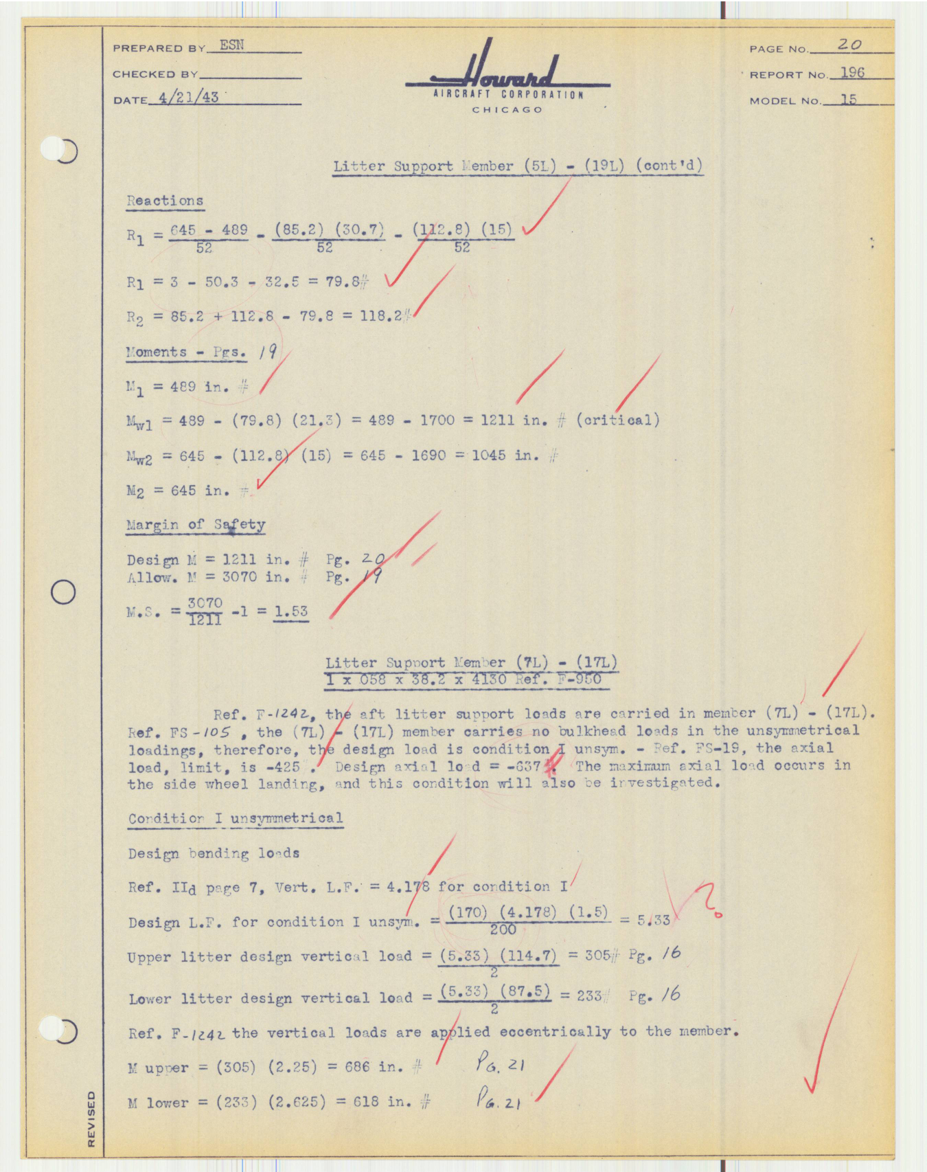 Sample page 22 from AirCorps Library document: Report 196, Fuselage Analysis, Navy Stretcher Installation, DGA-15