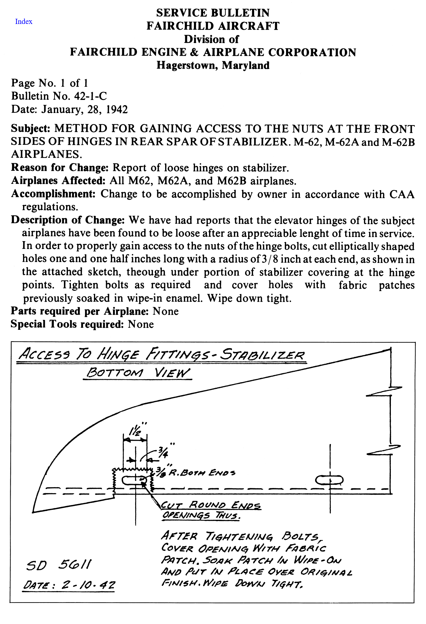 Sample page 3 from AirCorps Library document: M-62 Series Service Bulletins