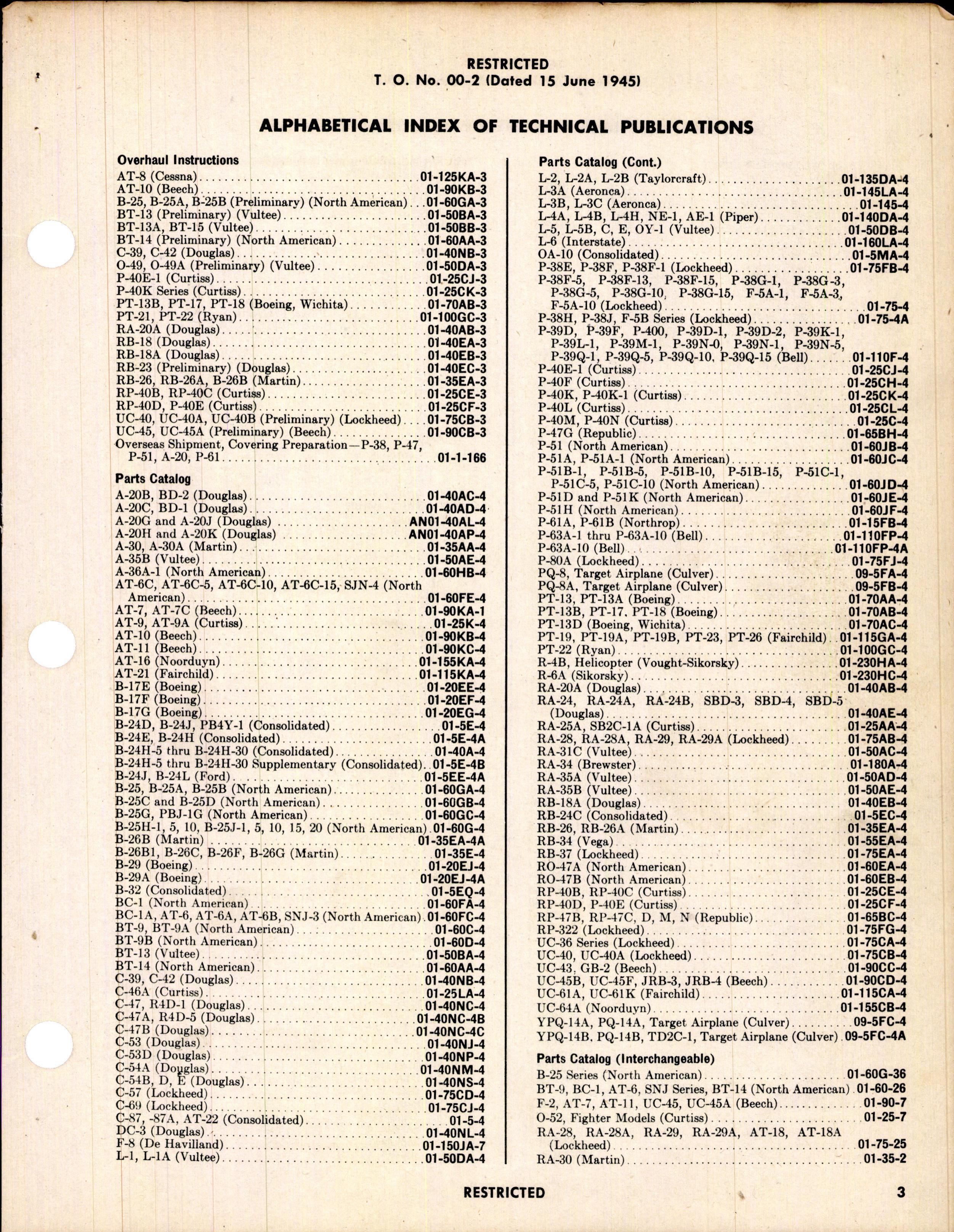 Sample page 7 from AirCorps Library document: Alphabetical index of Technical Publications