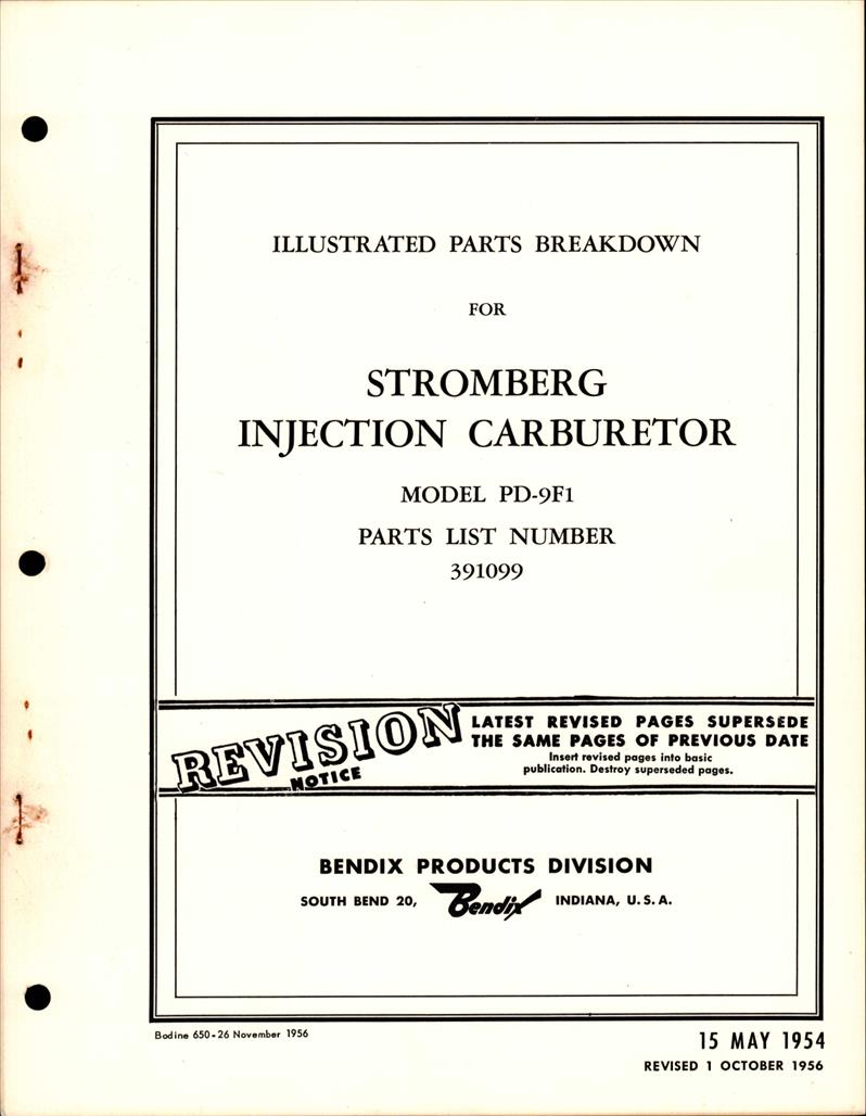 Illustrated Parts Breakdown for Stromberg Injection Carburetor Model PD