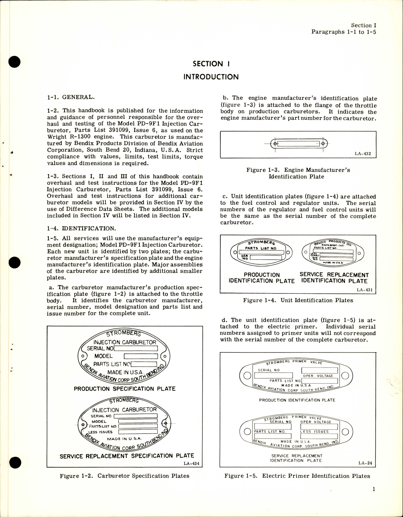 Sample page 5 from AirCorps Library document: Overhaul Instructions for Injection Carburetors Model PD-9F1 Used on R-1300 Engines