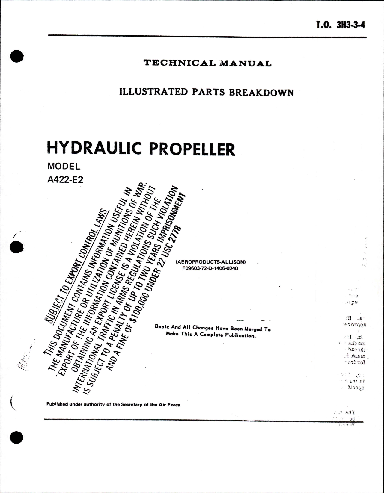 Sample page 1 from AirCorps Library document: Illustrated Parts Breakdown for Hydraulic Propeller Model A422-E2