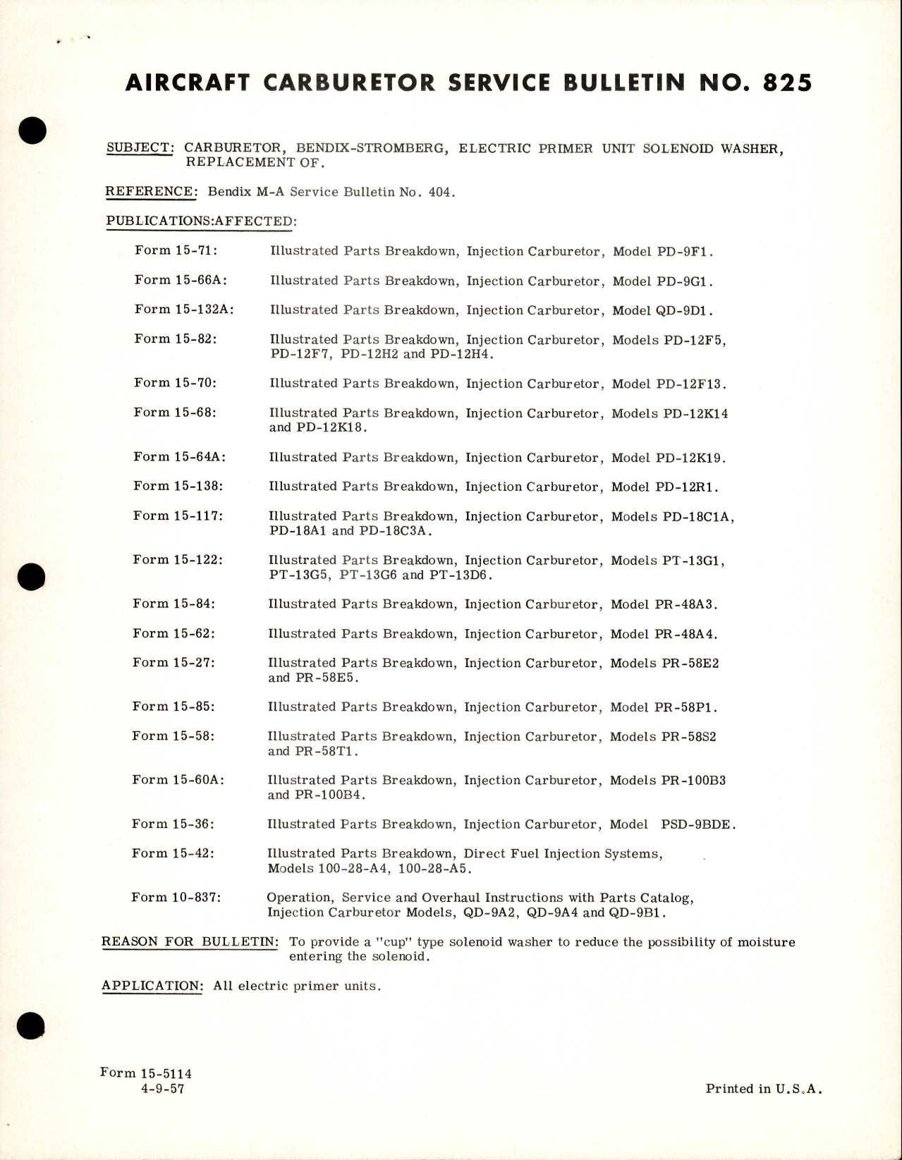 Sample page 1 from AirCorps Library document: Carburetor, Bendix Stromberg, Electric Primer Unit Solenoid Washer Replacement