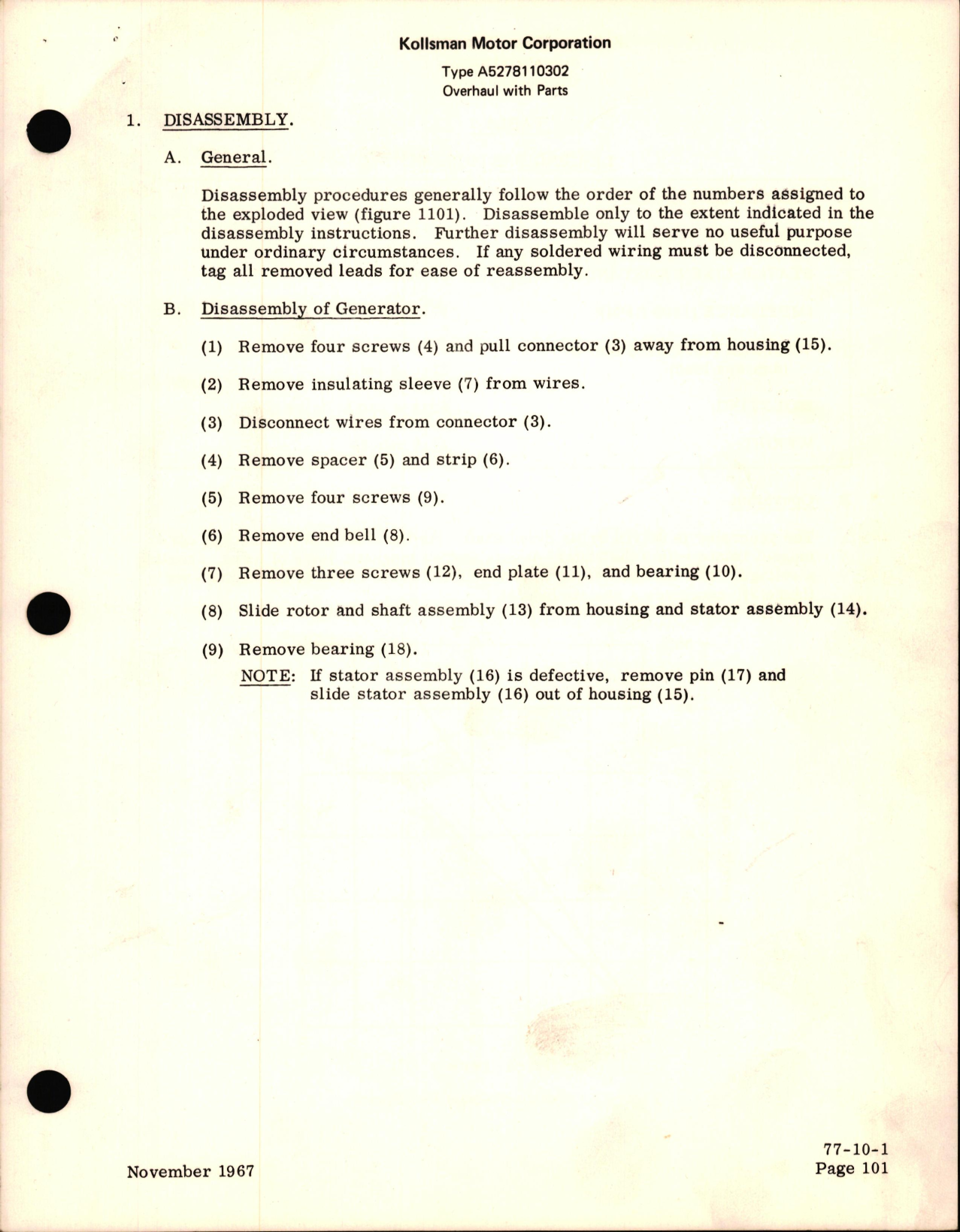 Sample page 7 from AirCorps Library document: Overhaul Instructions with Parts for Tachometer Generator - Type A5278110302 